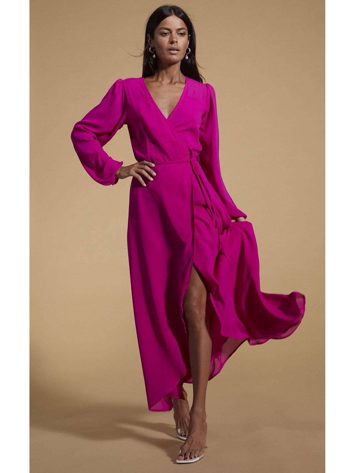 Image 3 of 3 of Dancing Leopard Jagger Wrap Maxi Dress - Magenta