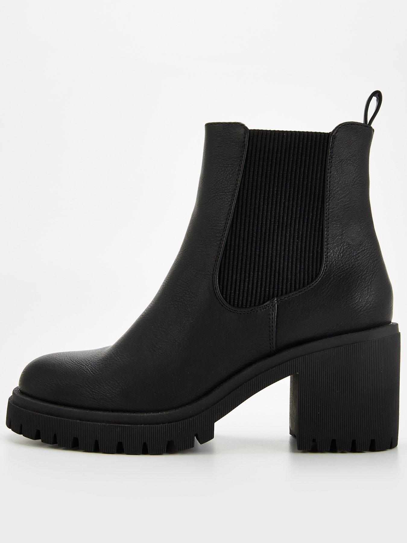 undefined Block Heel Chunky Chelsea Ankle Boot - Black