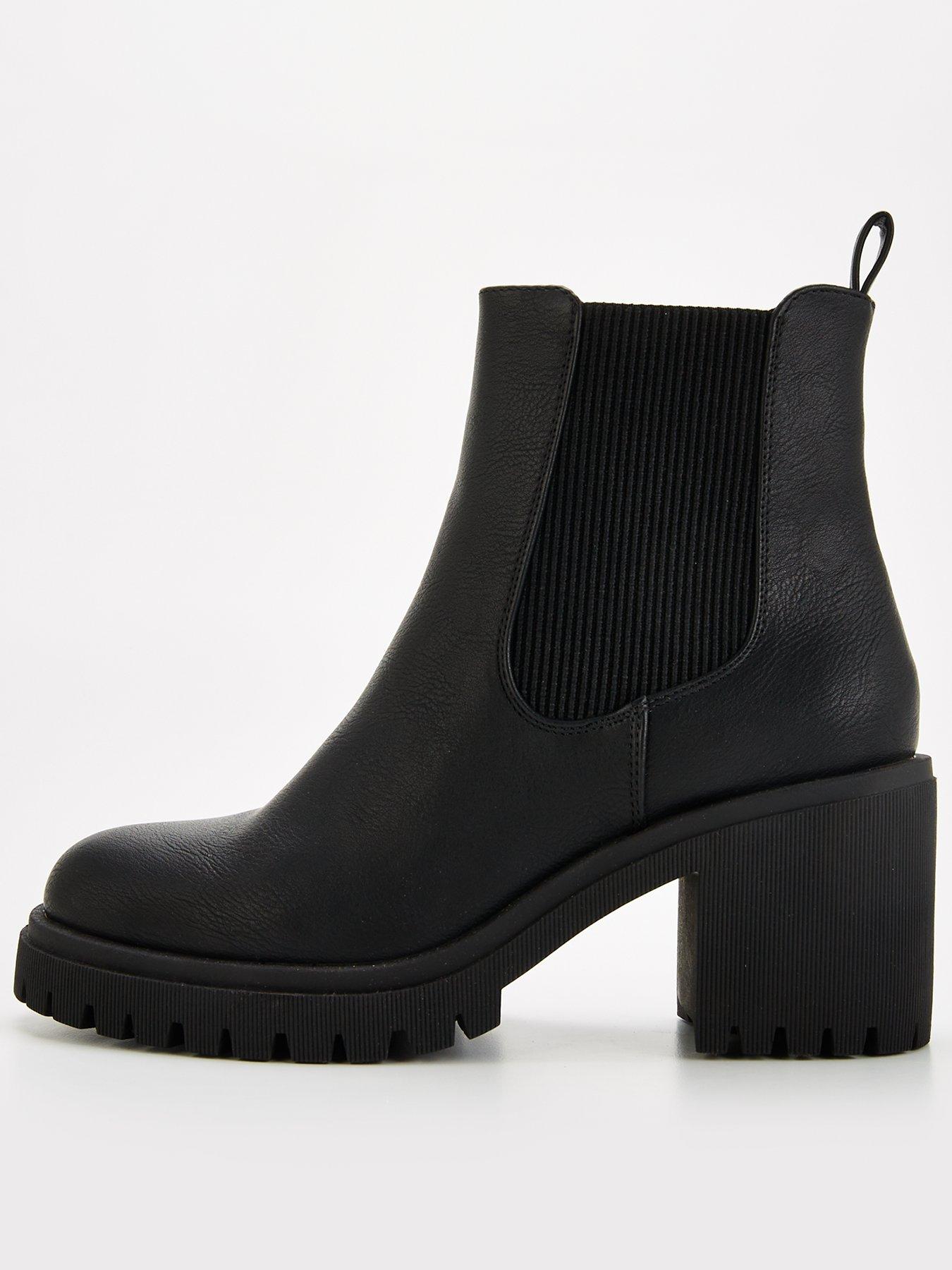 front image of v-by-very-wide-block-heel-chunky-chelsea-ankle-boot-black