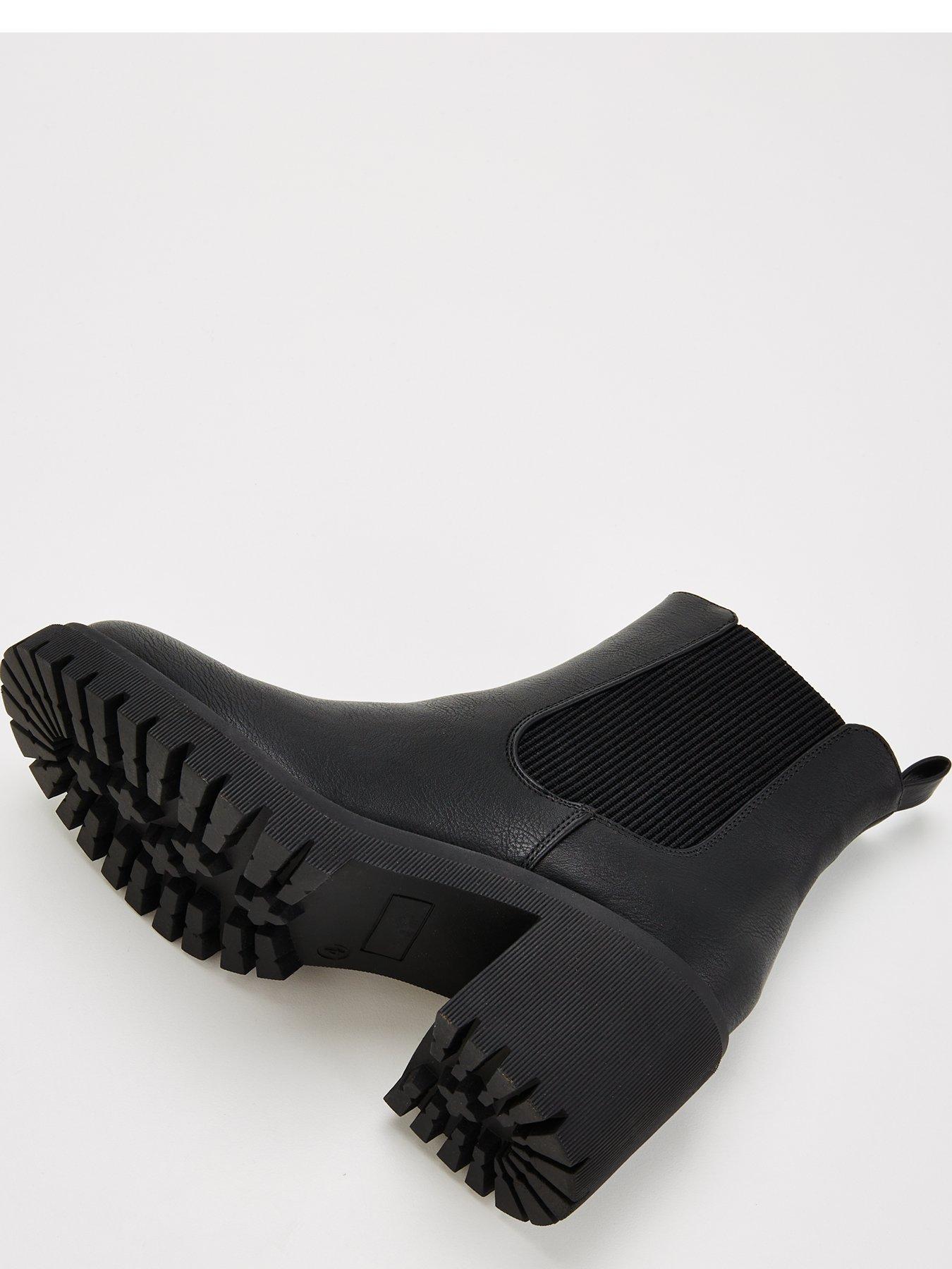  image of v-by-very-wide-block-heel-chunky-chelsea-ankle-boot-black