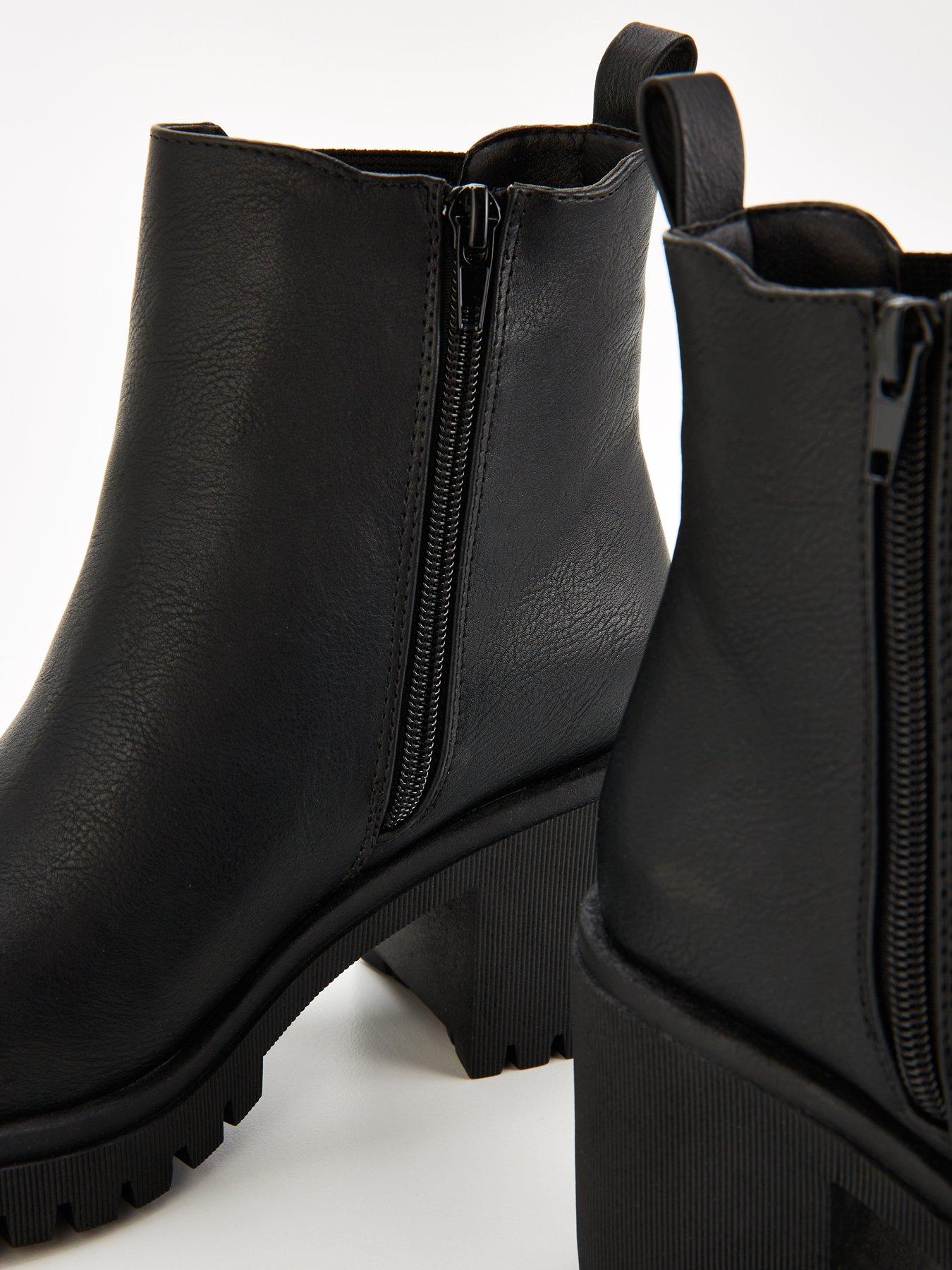  image of v-by-very-wide-block-heel-chunky-chelsea-ankle-boot-black