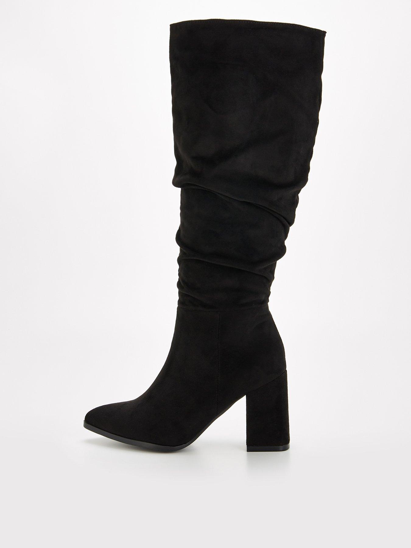undefined Standard Fit Knee High Slouch Boot With Wider Fitting Calf - Black