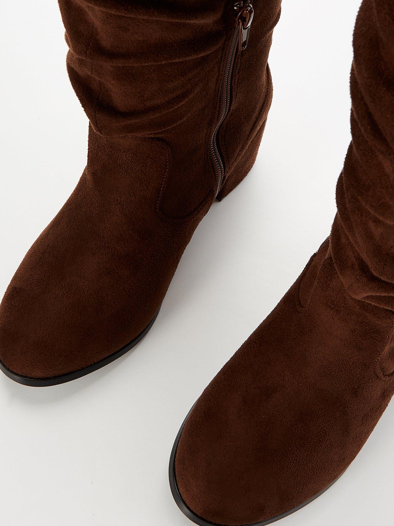 Brown Suede Boots Ladies Leather Slouch Boots V By Very Wide Fit