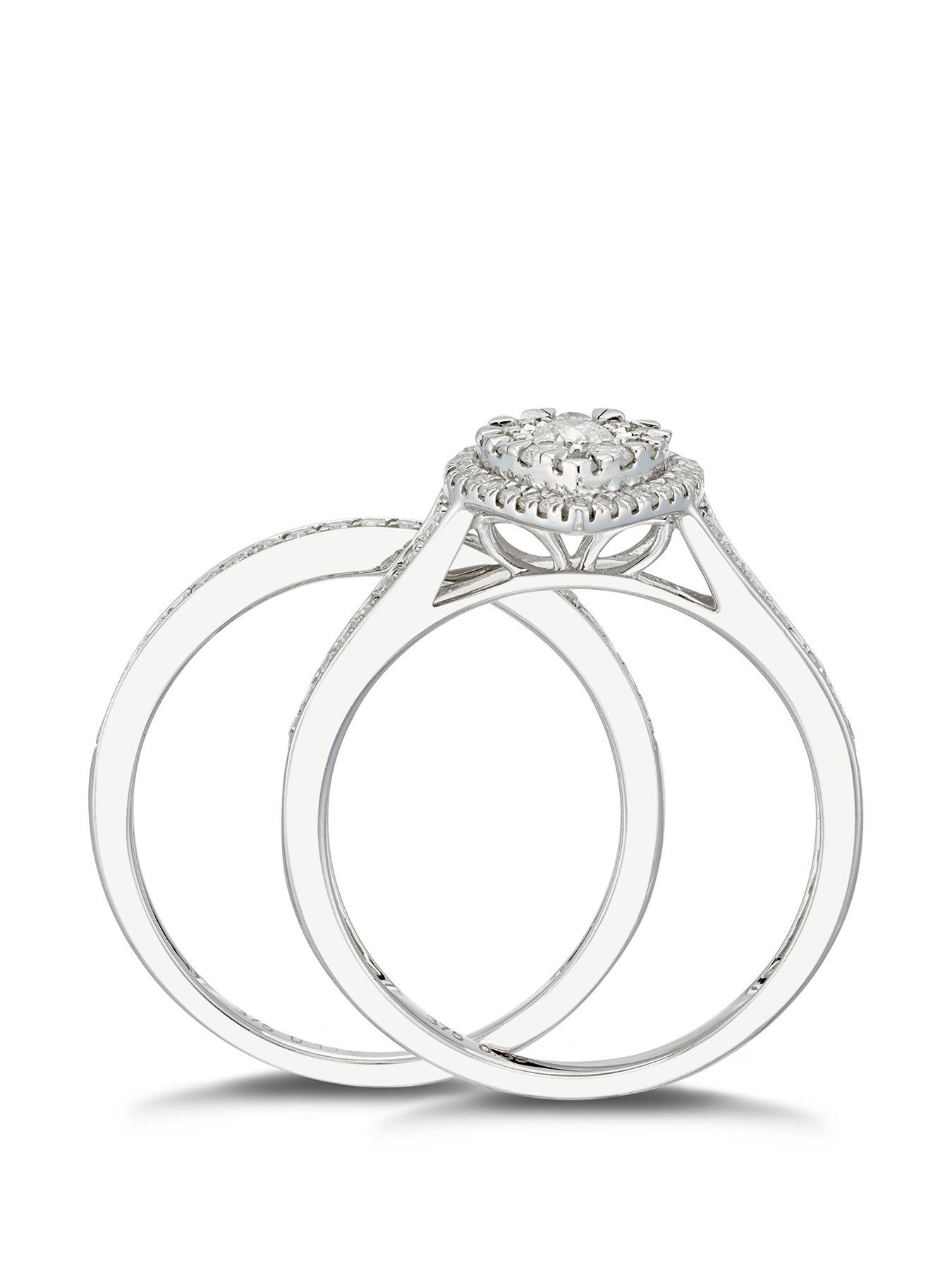 Image 3 of 5 of Ernest Jones 9ct White Gold 0.50ct Total Diamond Pear Halo Bridal Set
