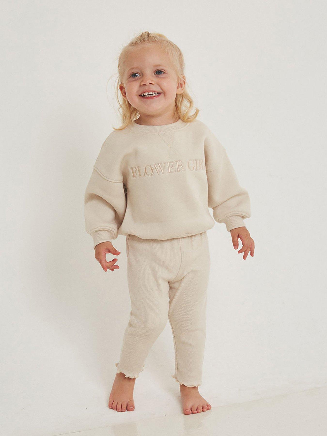 Infant Flower Girl Legging And Sweat Set Champagne