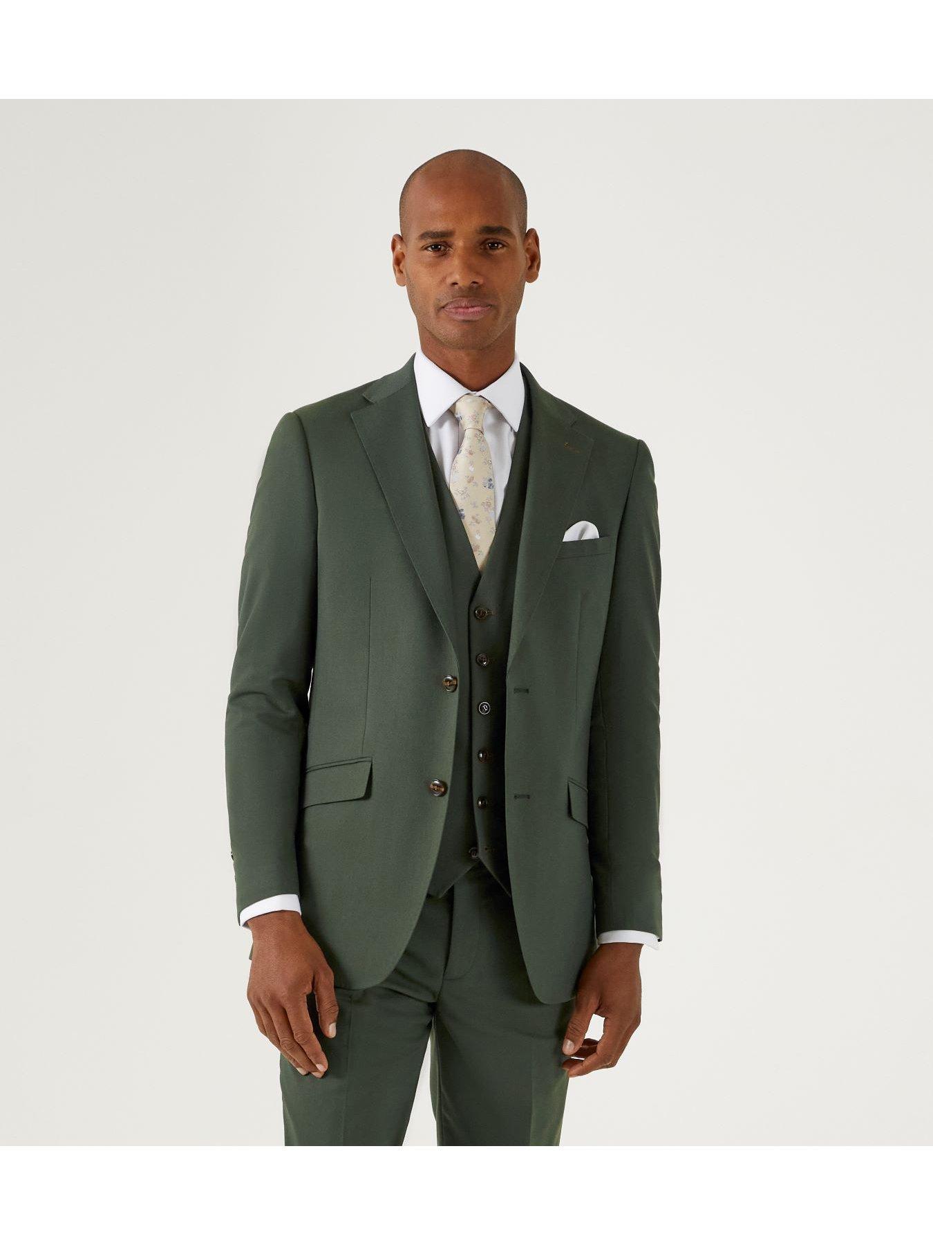  image of skopes-harvey-tailored-suit-jacket-dark-green