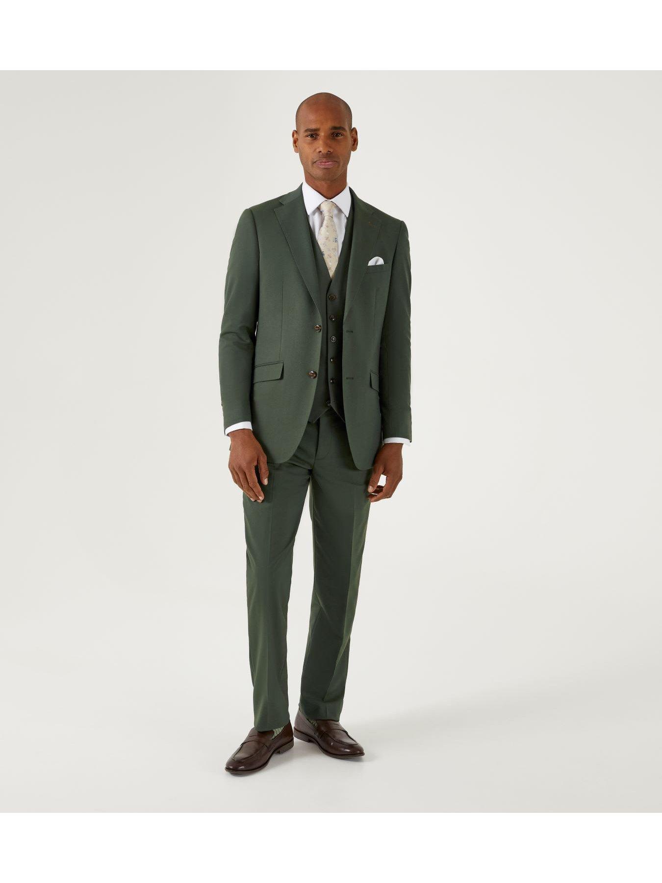  image of skopes-harvey-tailored-suit-jacket-dark-green
