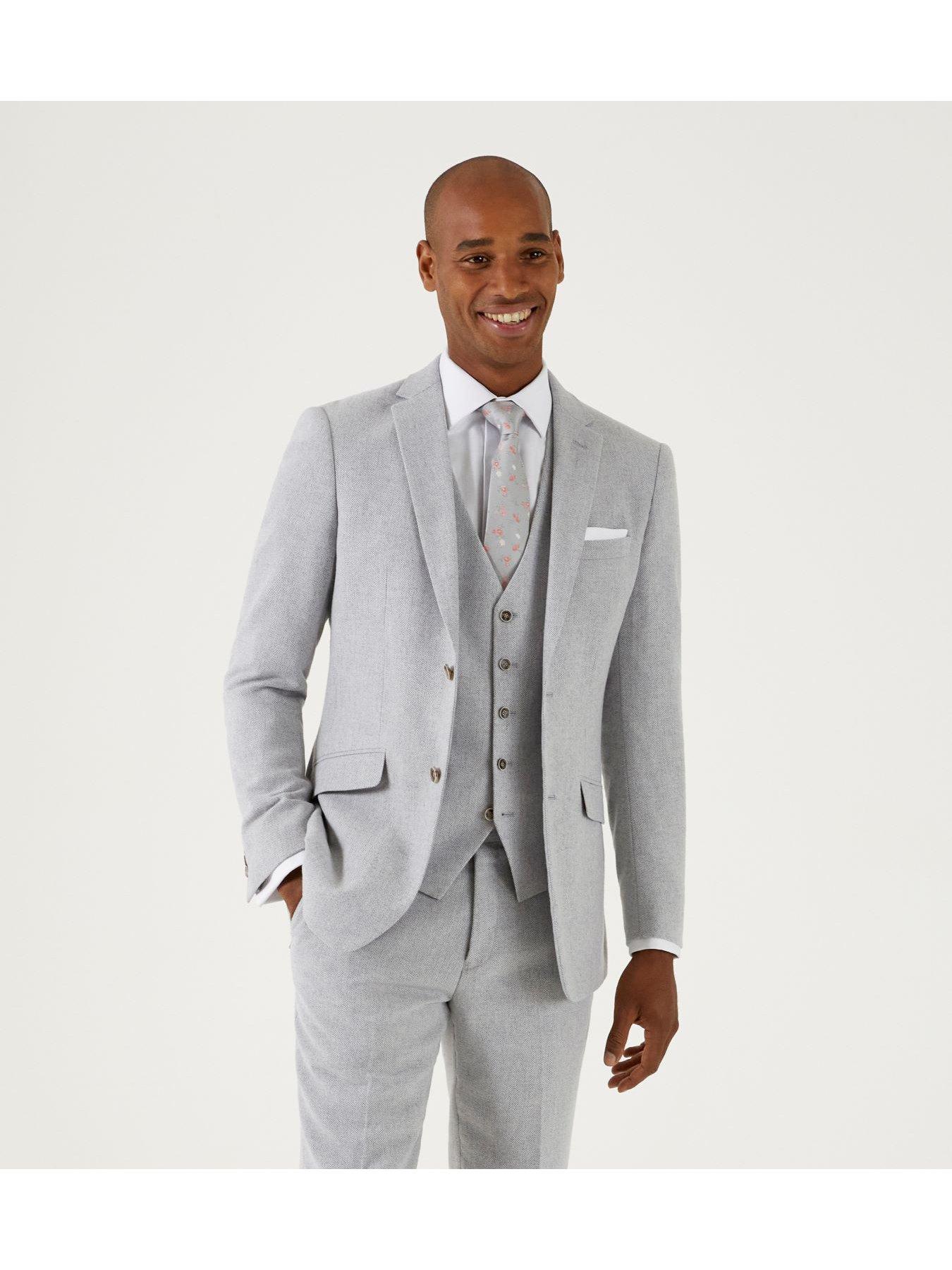 undefined Jude Tailored Suit Jacket - Light Grey