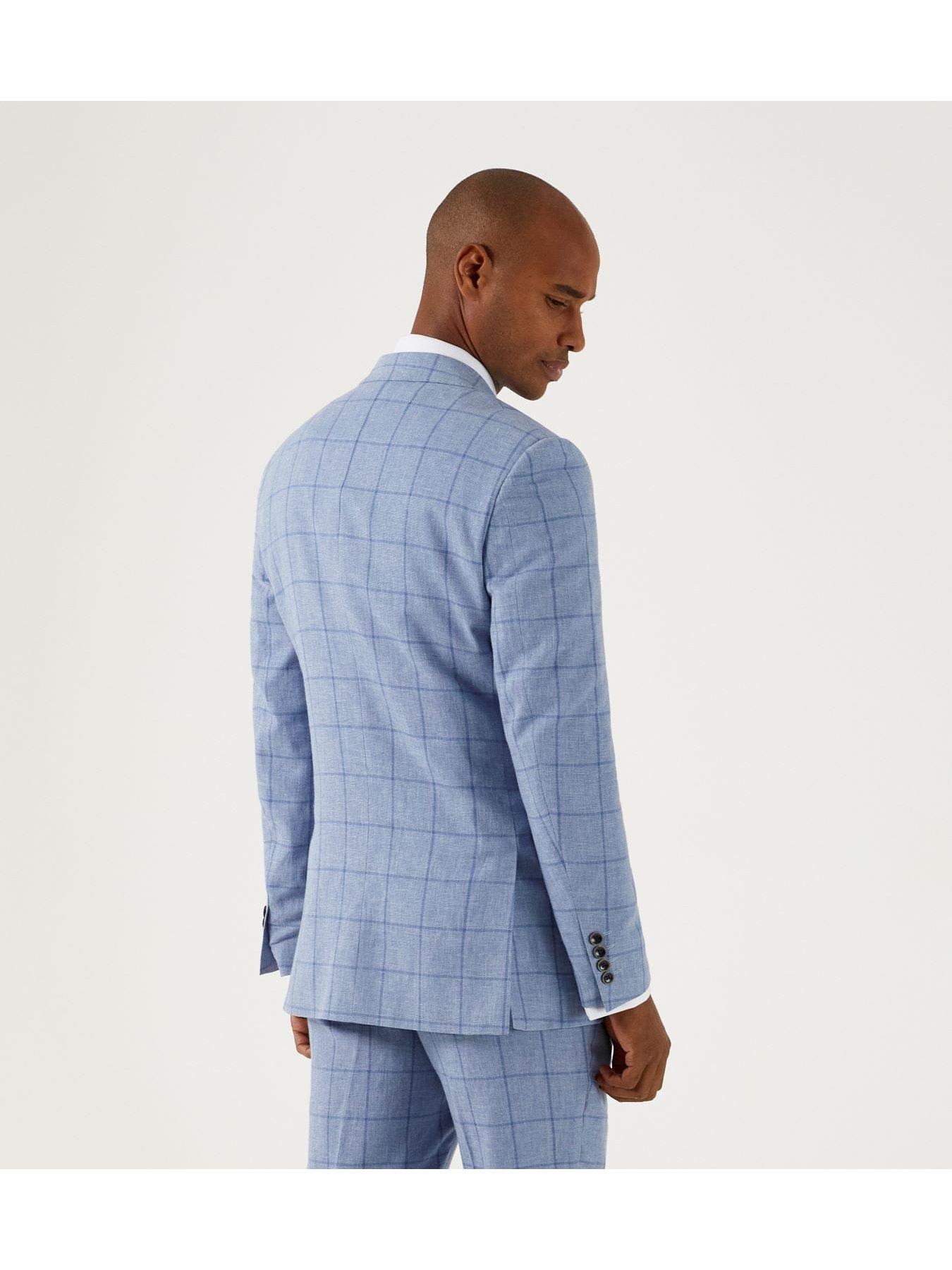 Skopes Dudley Check Tailored Suit Jacket - Light Blue | Littlewoods