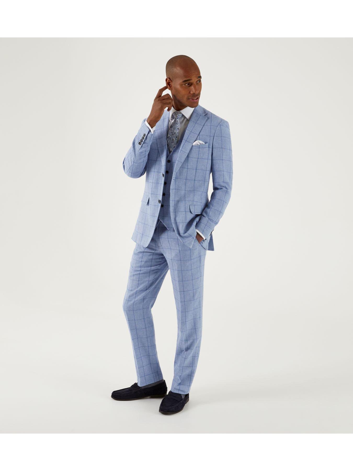 Skopes Dudley Check Tailored Suit Jacket - Light Blue | Littlewoods