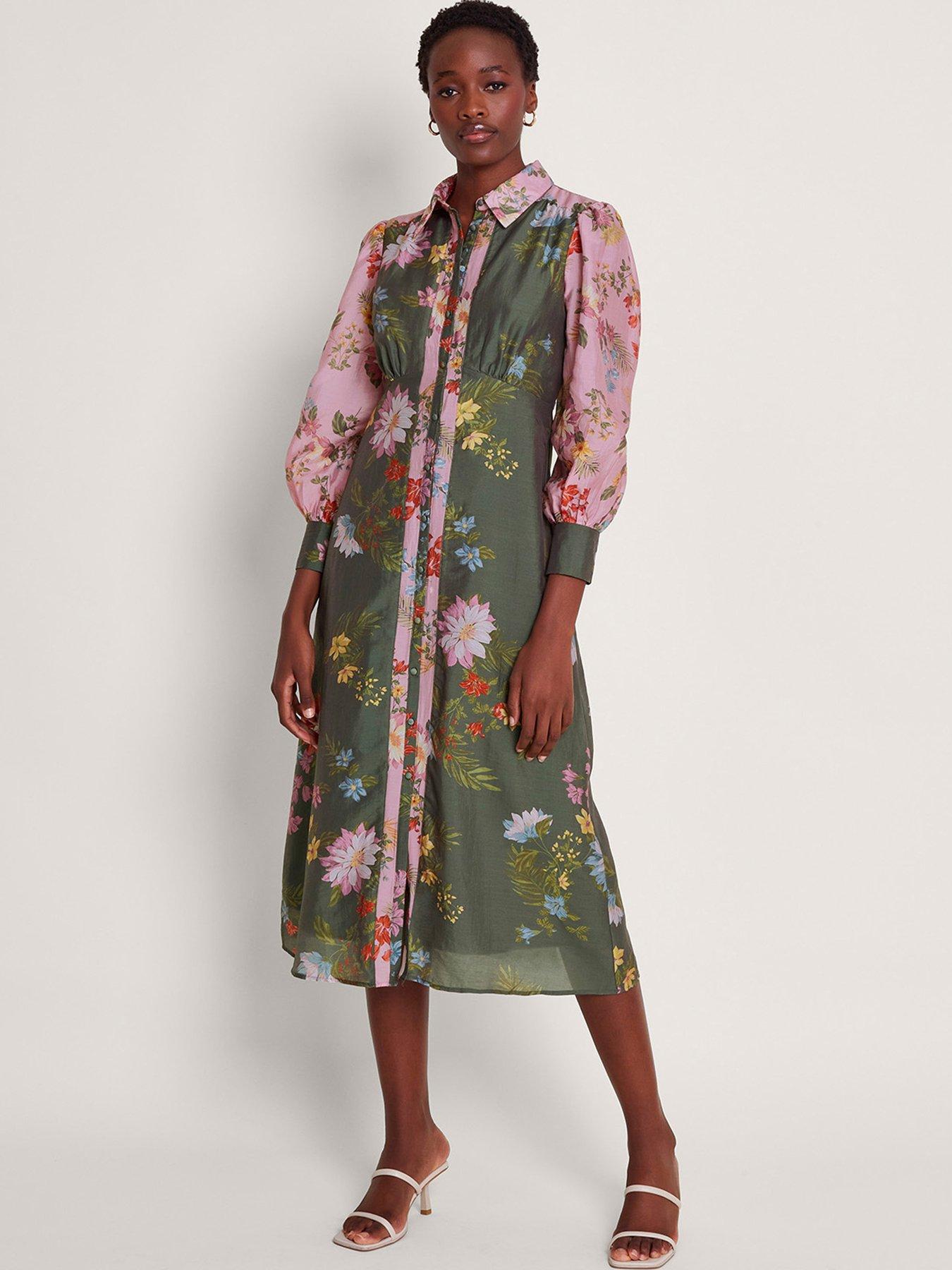 monsoon shirt dress Embroidered Spot Shirt Dress in LENZING ECOVERO Blue