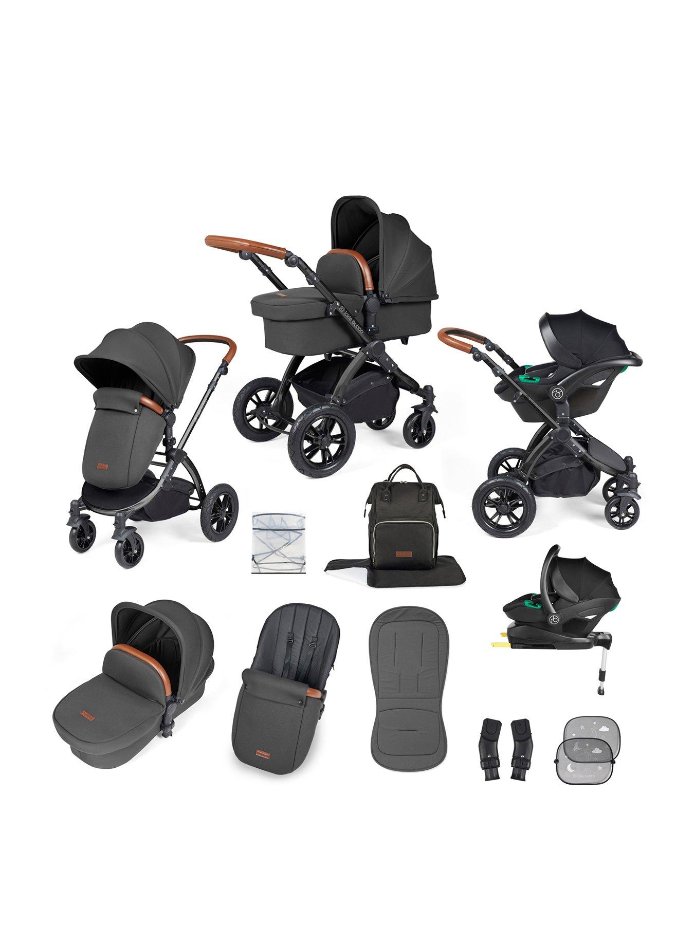 undefined Stomp Luxe All-in-One I-Size Travel System With Isofix Base (Stratus) - Black / Charcoal Grey / Tan