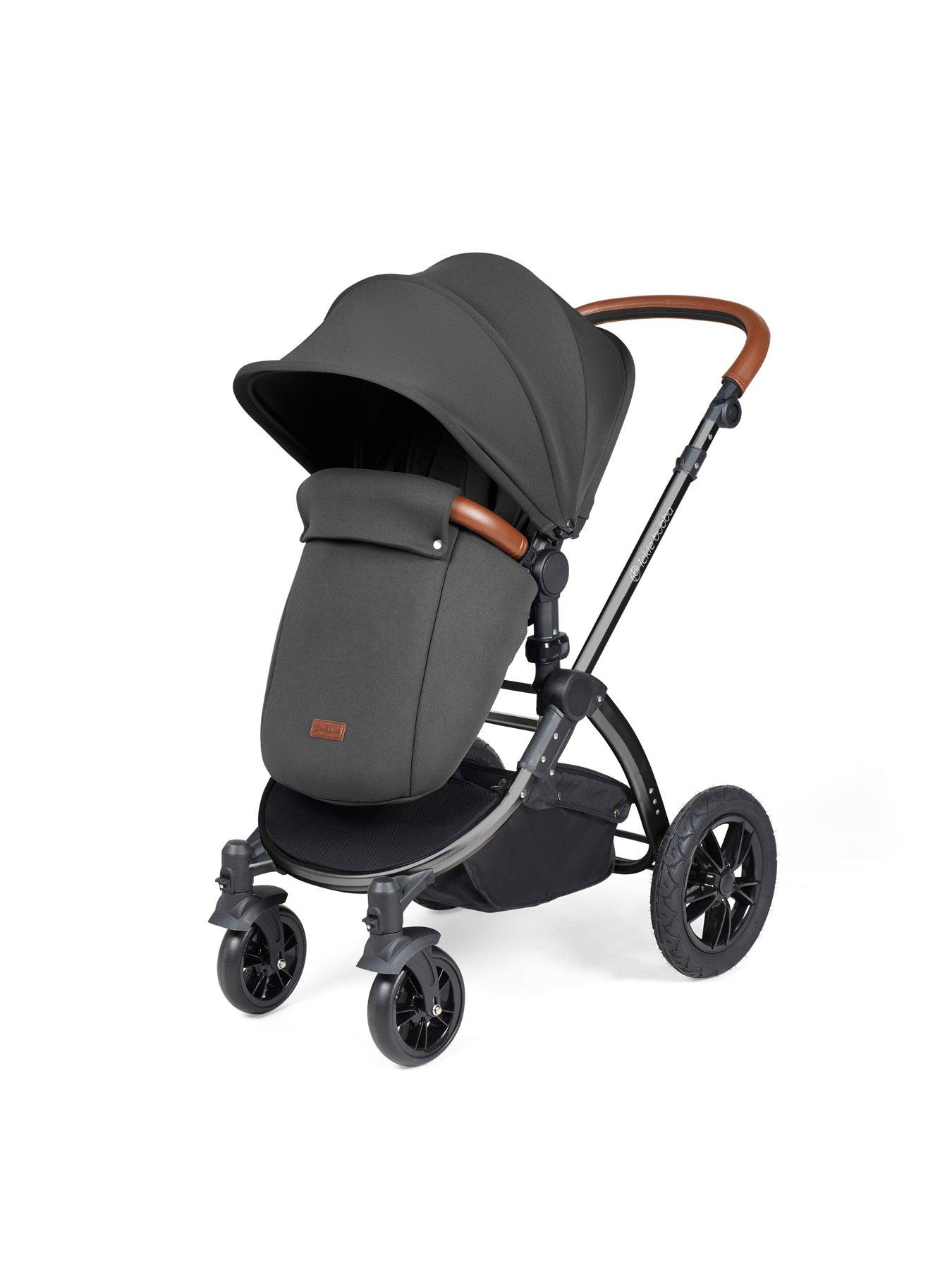  image of ickle-bubba-stomp-luxe-all-in-one-i-size-travel-system-with-isofix-base-stratus-black-charcoal-grey-tan