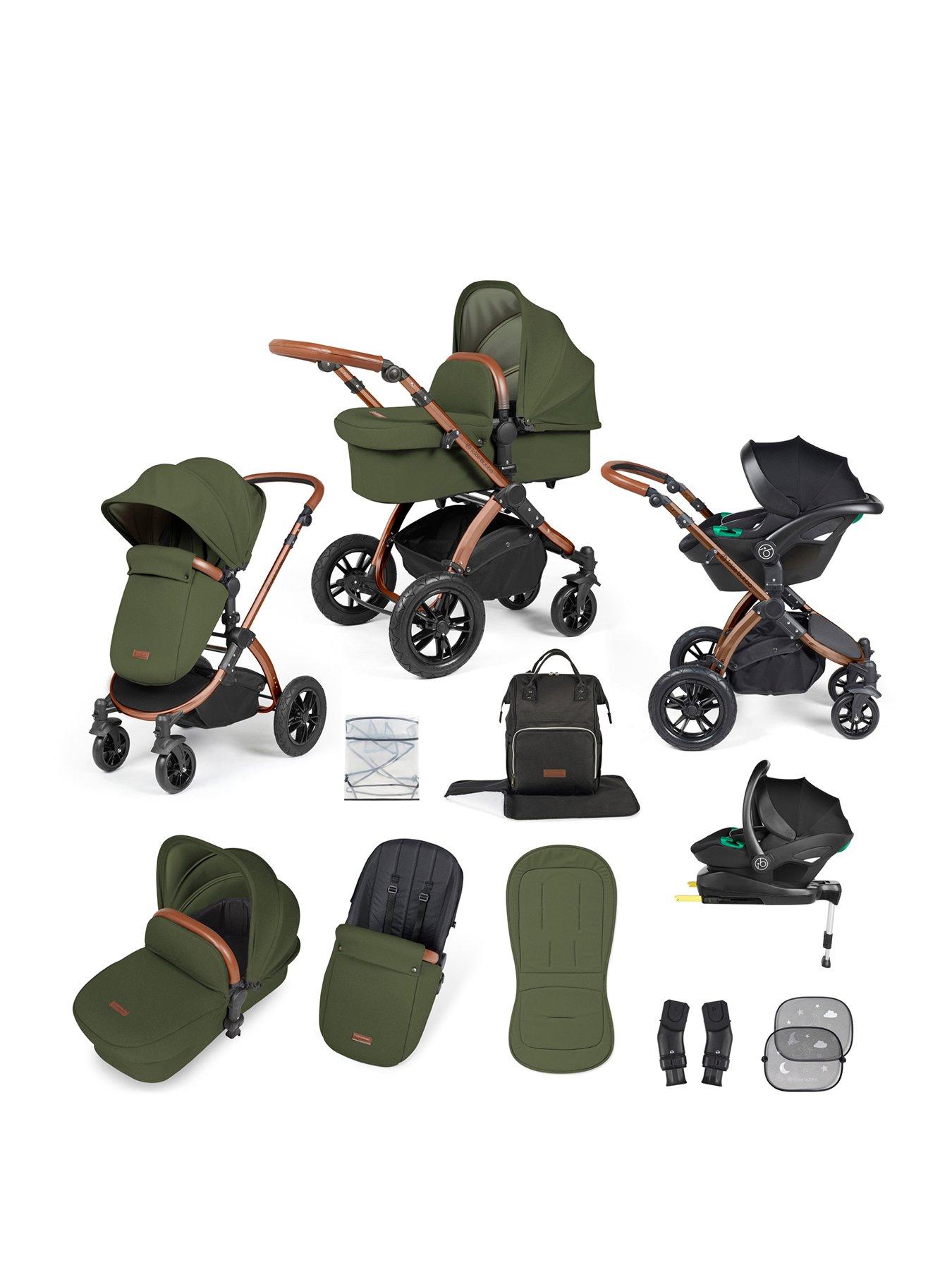 Ickle Bubba Stomp Luxe All in One I Size Travel System With Isofix Base Stratus Bronze Woodland Tan littlewoods