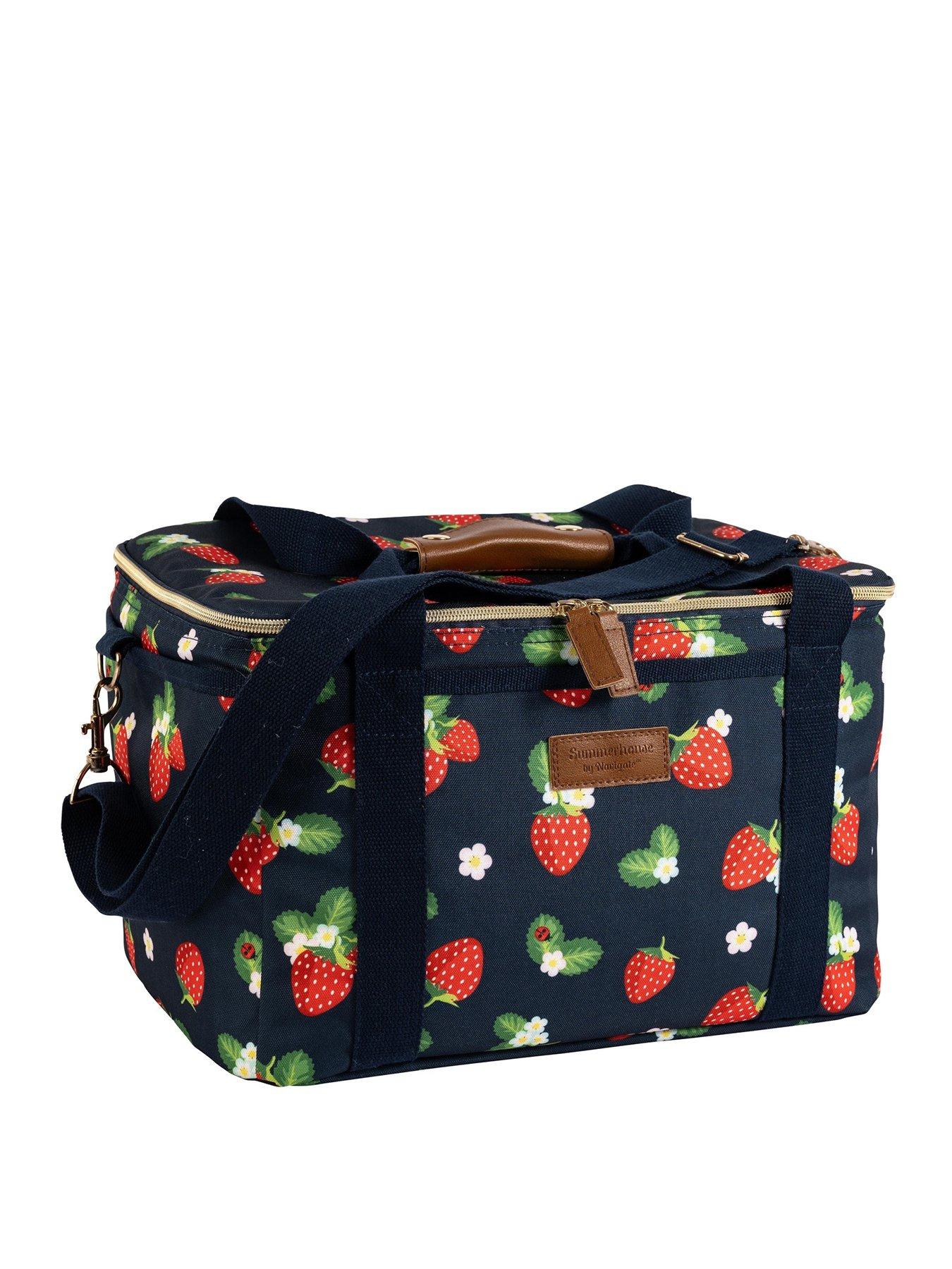 undefined Strawberries  &  Cream Insulated Luxury Family Picnic Cool Bag - Navy