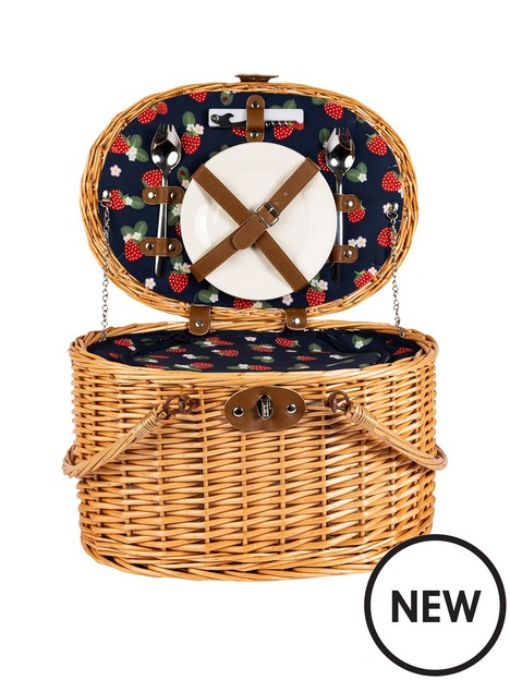 summerhouse-by-navigate-strawberries-cream-2-person-insulated-wicker-picnic-basket-with-contents-navy