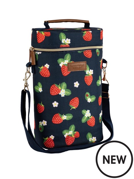 summerhouse-by-navigate-strawberries-amp-cream-2-bottle-insulated-picnic-cool-bag-with-shoulder-strap-navy