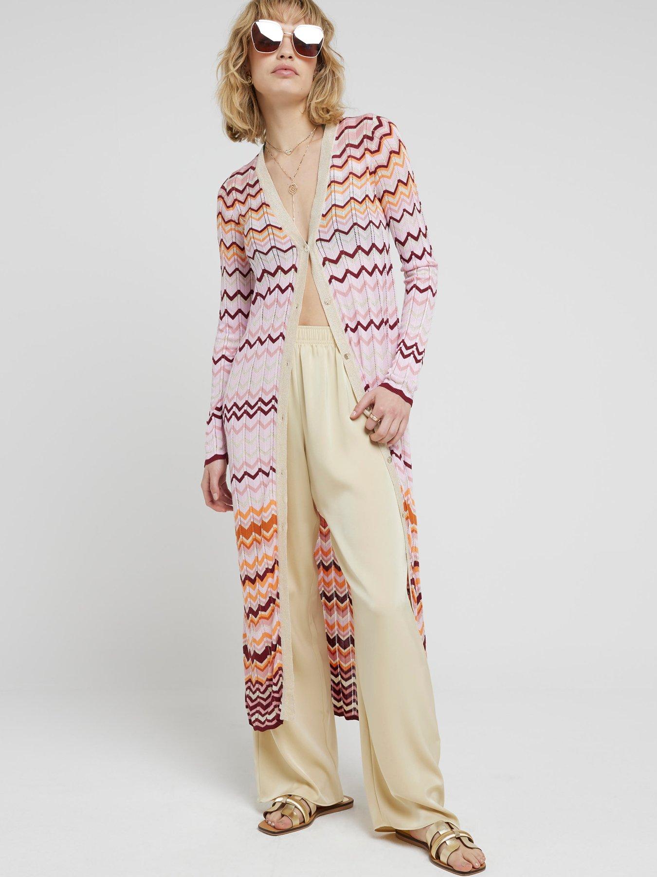 River Island Chevron Knit Cardigan Cream littlewoods