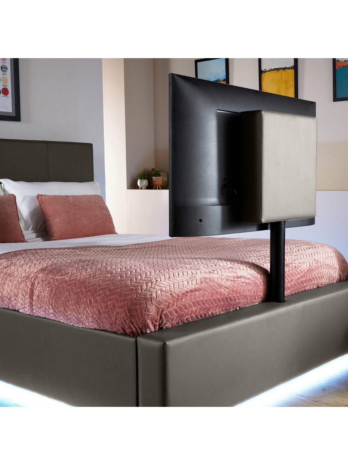 Image 4 of 8 of XR Living Ava Upholstered TV Bed with Under Bed LED Lighting - fits up to 55 inch TV &ndash; Grey