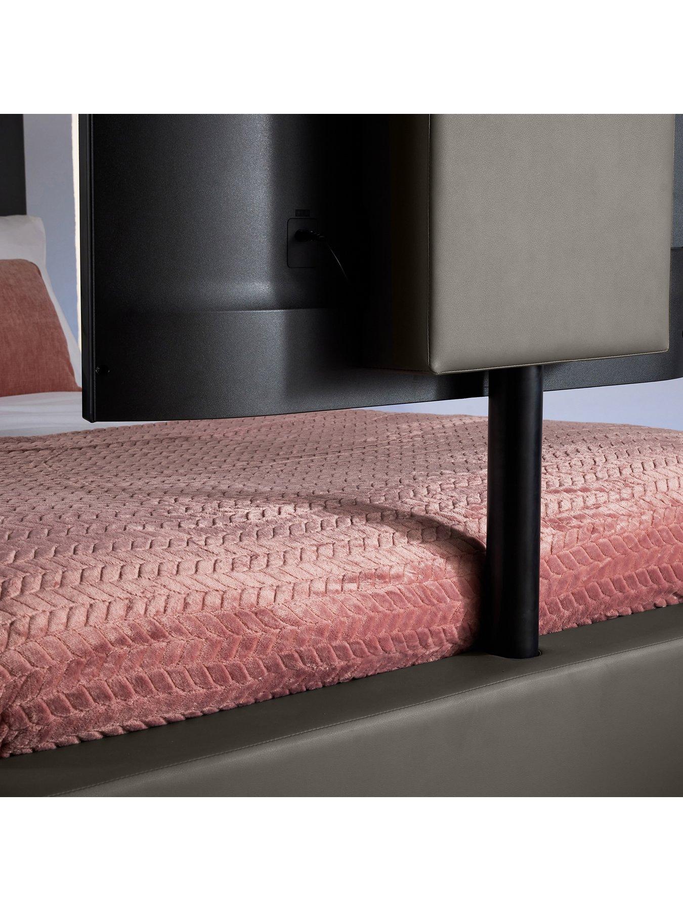 Image 5 of 8 of XR Living Ava Upholstered TV Bed with Under Bed LED Lighting - fits up to 55 inch TV &ndash; Grey