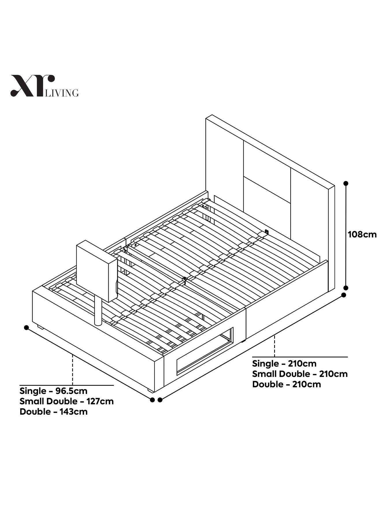 Image 7 of 8 of XR Living Ava Upholstered TV Bed with Under Bed LED Lighting - fits up to 55 inch TV &ndash; Grey
