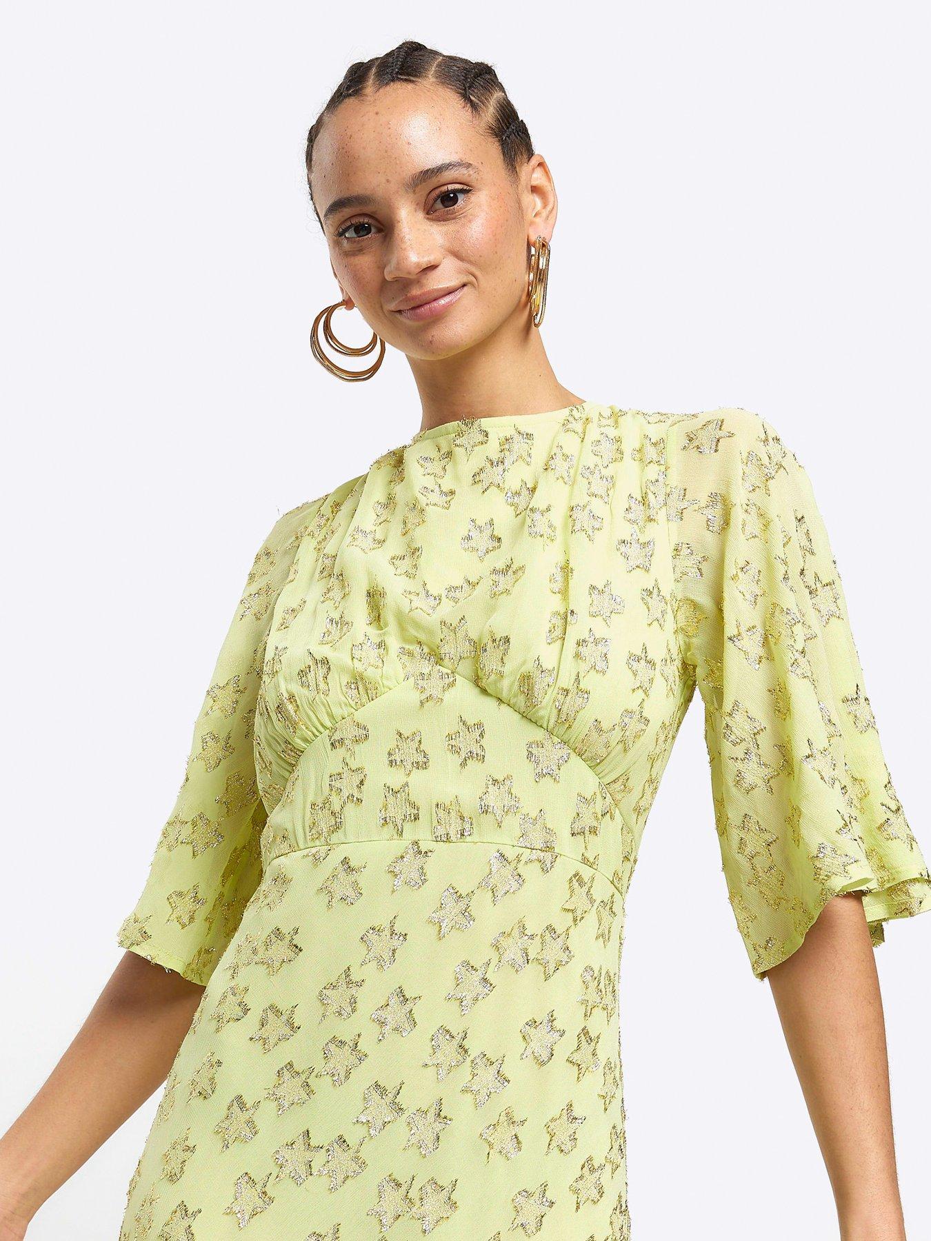 River Island Lurex Star Maxi Dress - Lime | Littlewoods