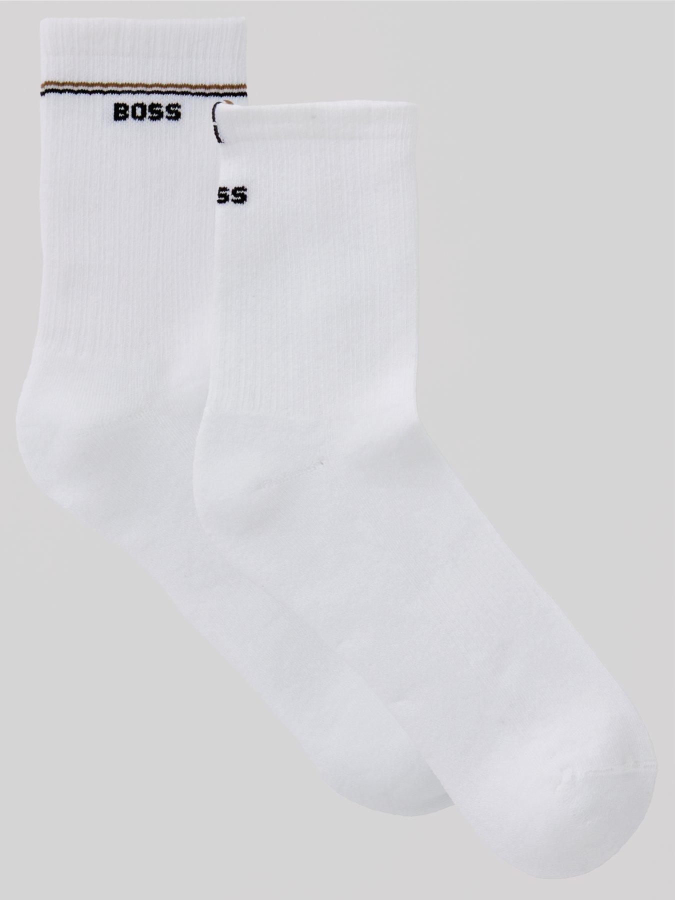 BOSS 2 Pack Iconic Logo Ankle Sock - White