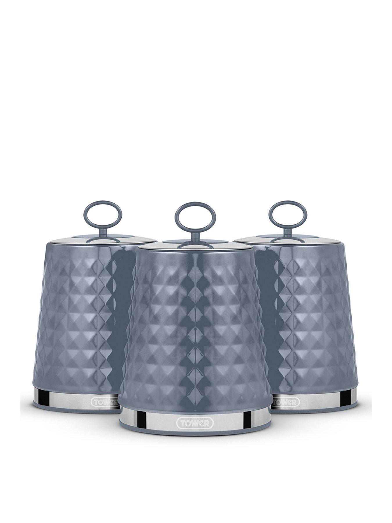 undefined Solitaire Set of 3 Grey Storage Canisters