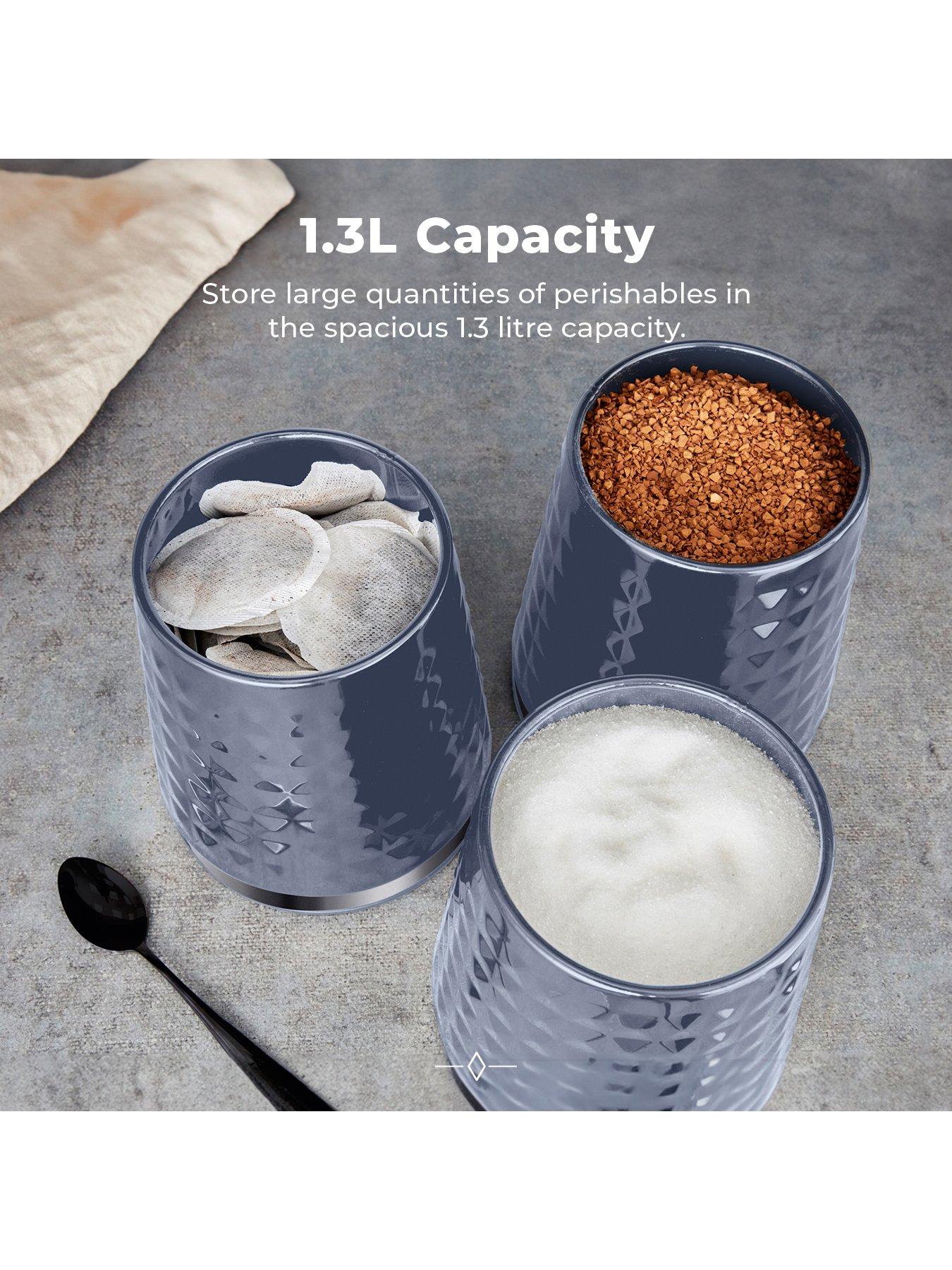Image 4 of 7 of Tower Solitaire Set of 3 Grey Storage Canisters