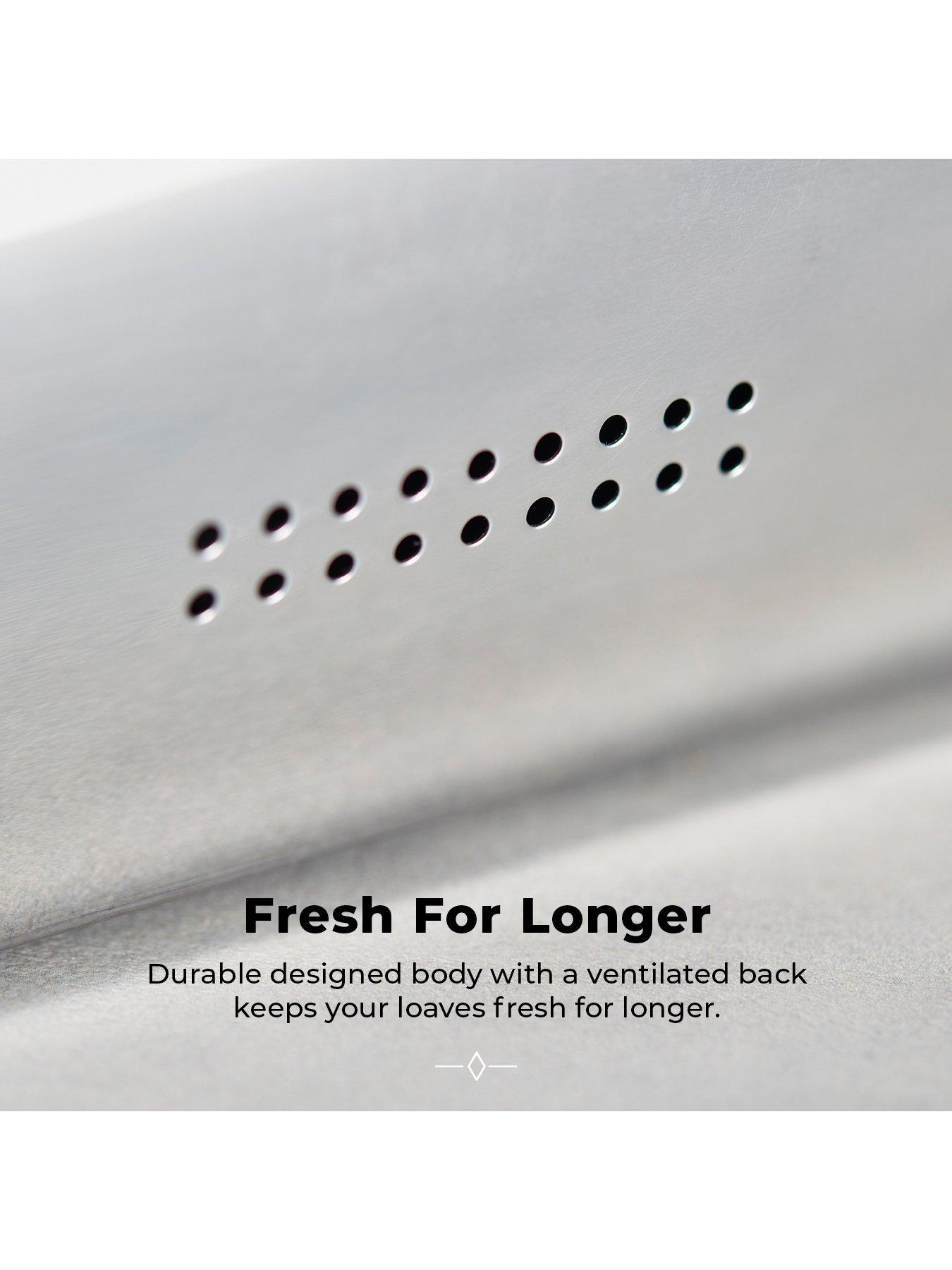  image of tower-solitaire-roll-top-bread-bin-ndash-silver-stainless-steel-body-with-a-white-lid