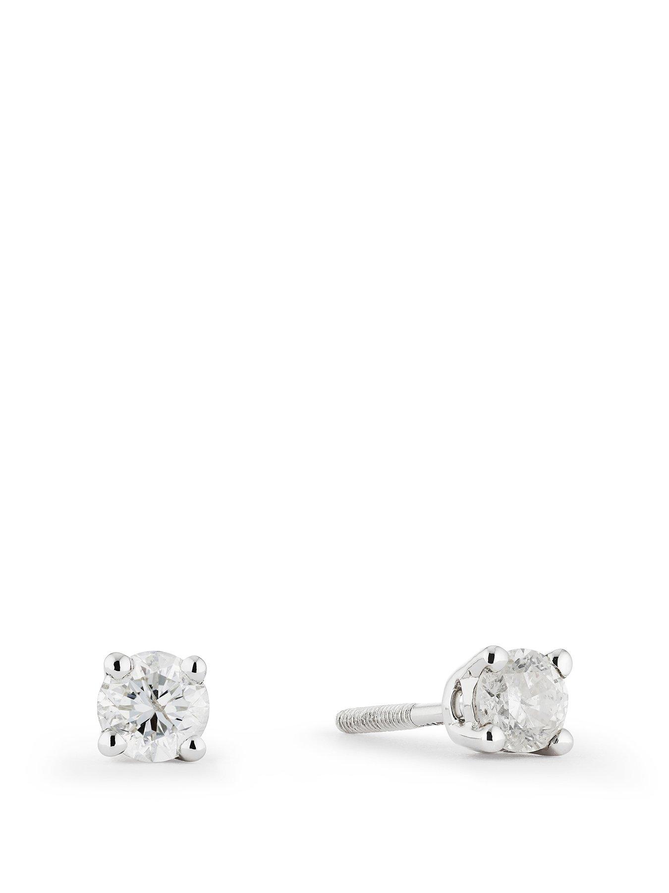 undefined 9ct White Gold Earrings. 0.25ct Diamond Solitaire Stud Earrings