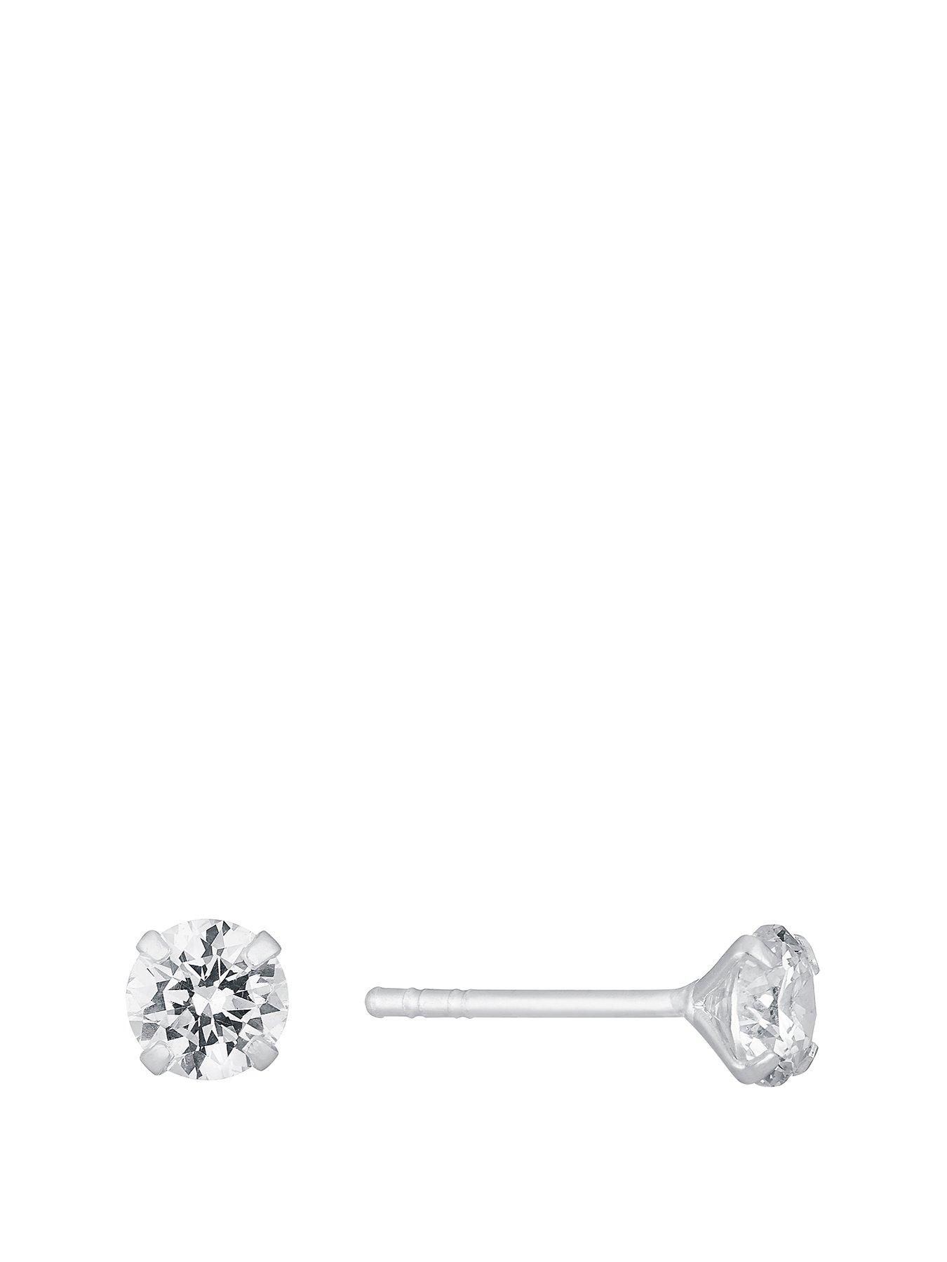 undefined Sterling Silver Earrings. Cubic Zirconia 5mm Stud Earrings