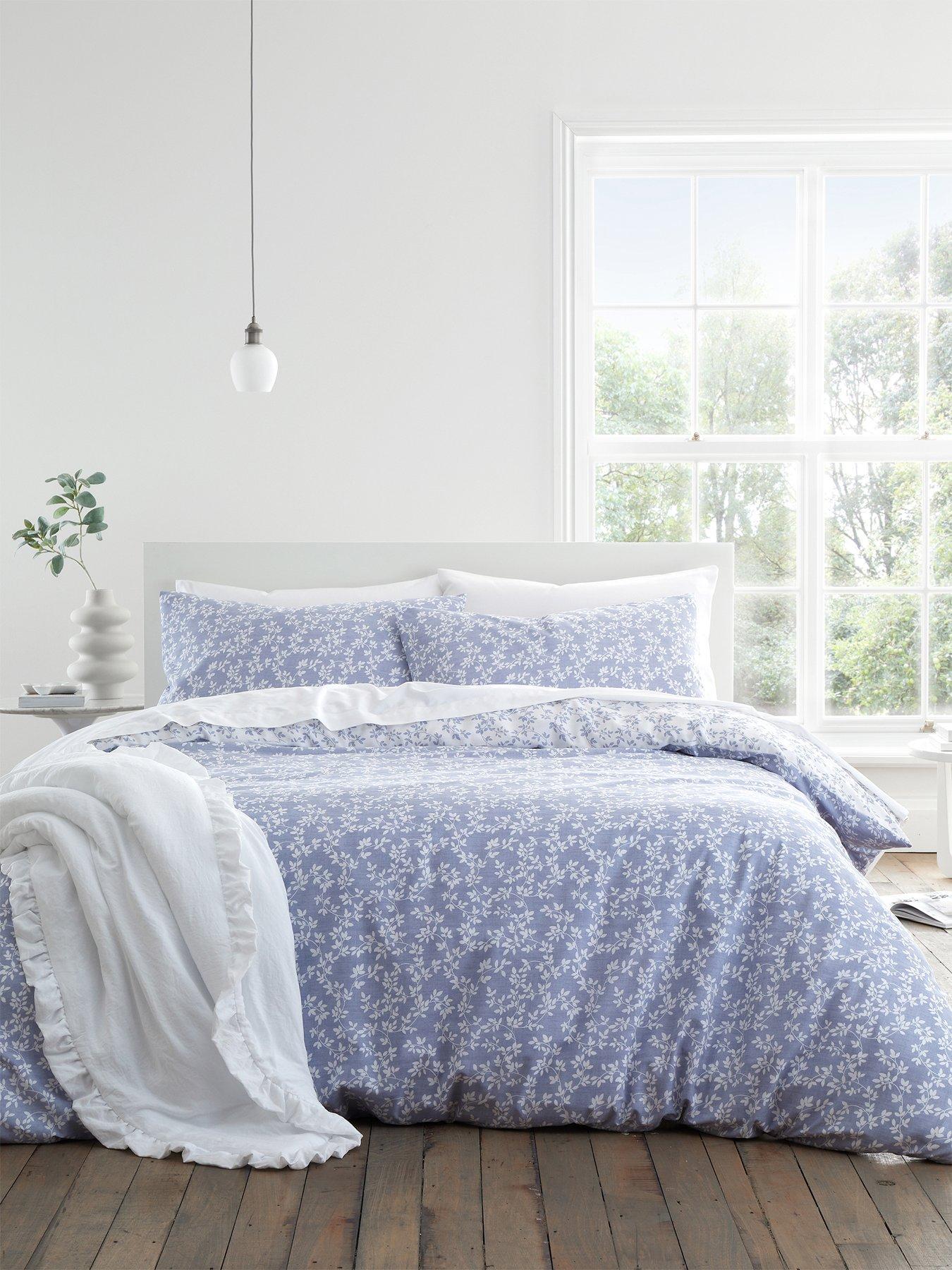 Bianca Shadow Leaves Blue 100% Cotton Duvet Set