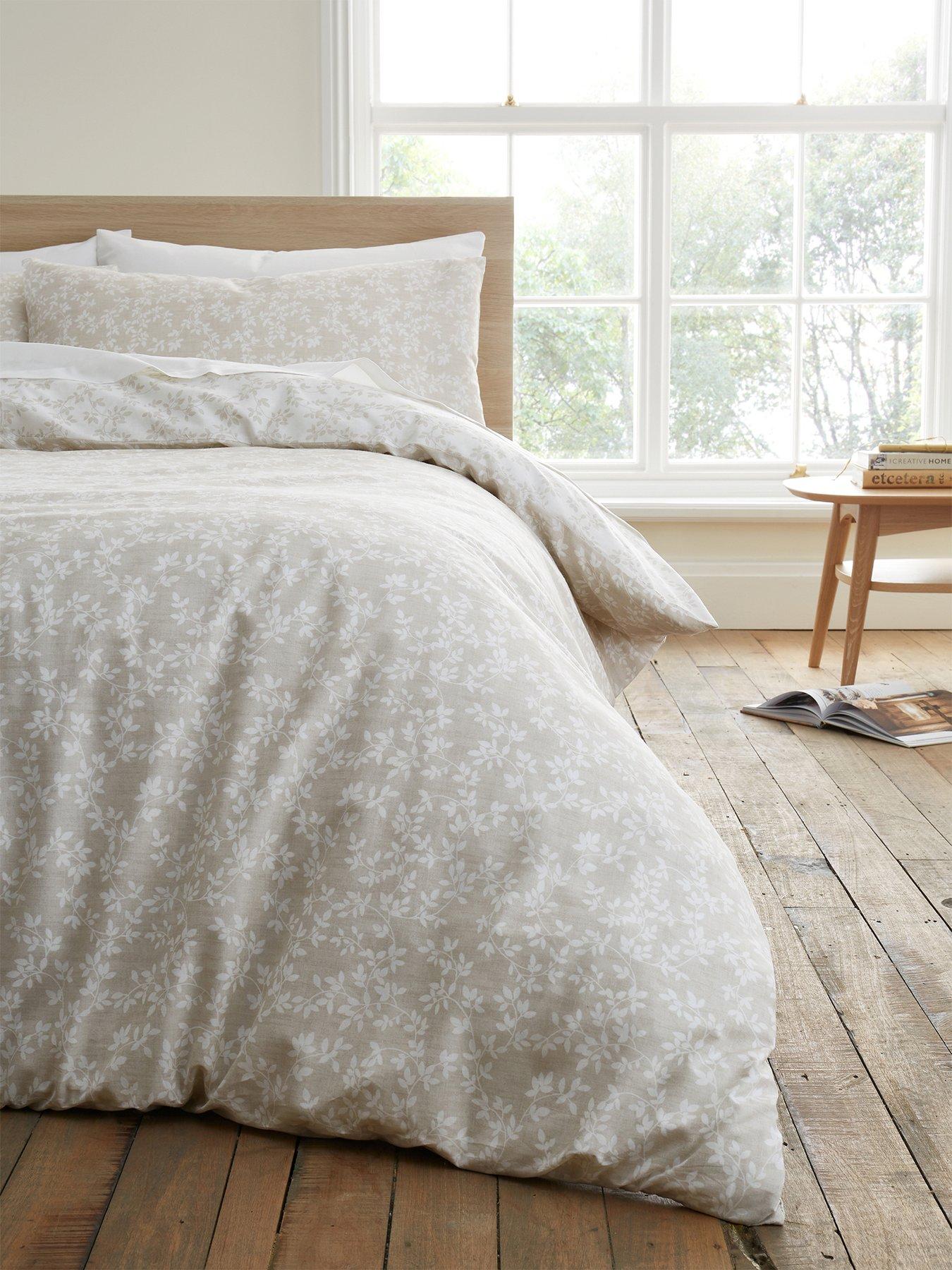  image of bianca-shadow-leaves-natural-100-cotton-duvet-set