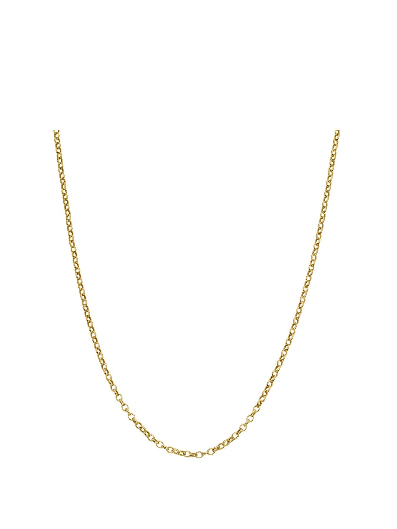 undefined 9ct Yellow Gold Necklace. 18 Inch Dainty Belcher Chain