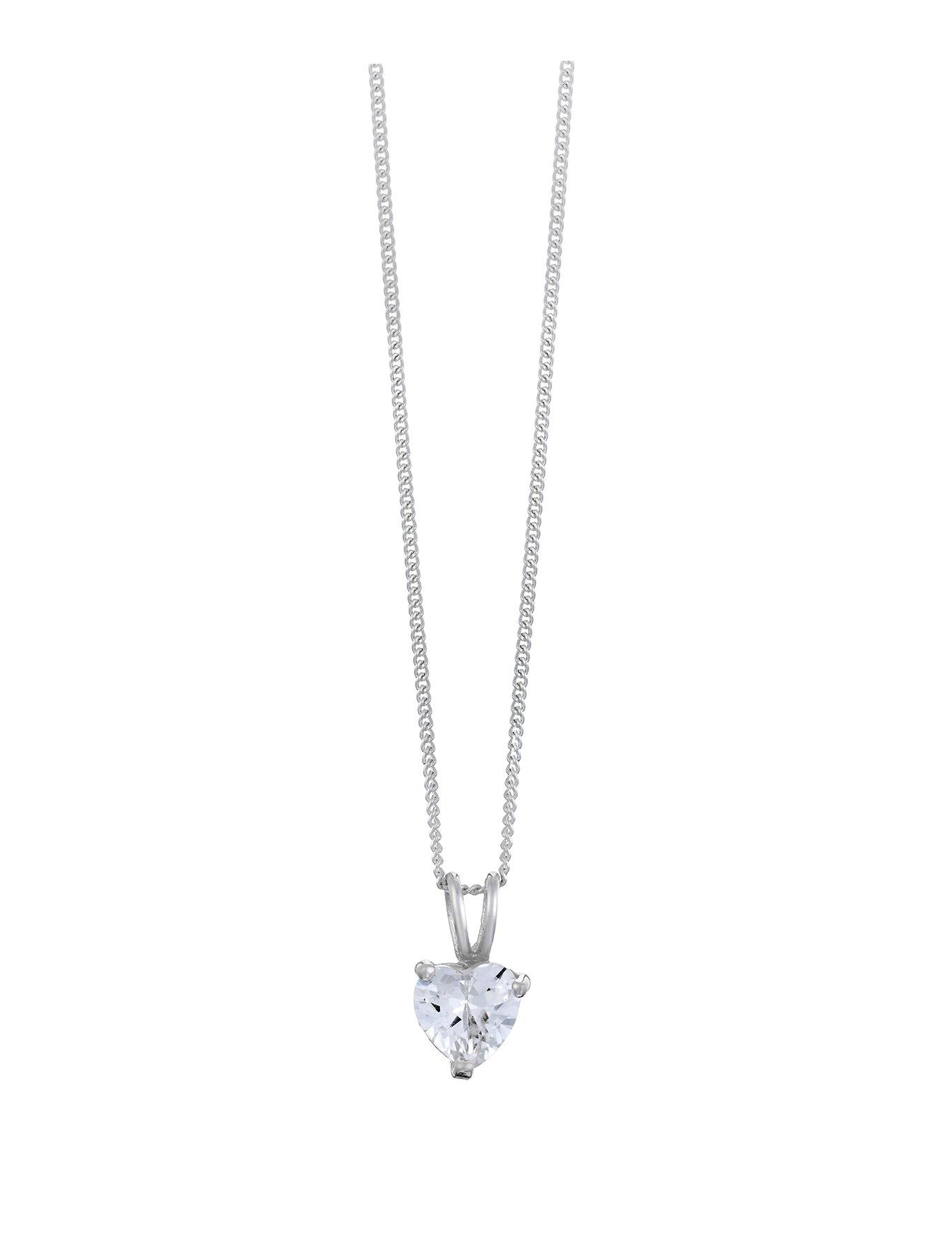 Samuel Sterling Silver Necklace Heart Shaped Cubic Zirconia