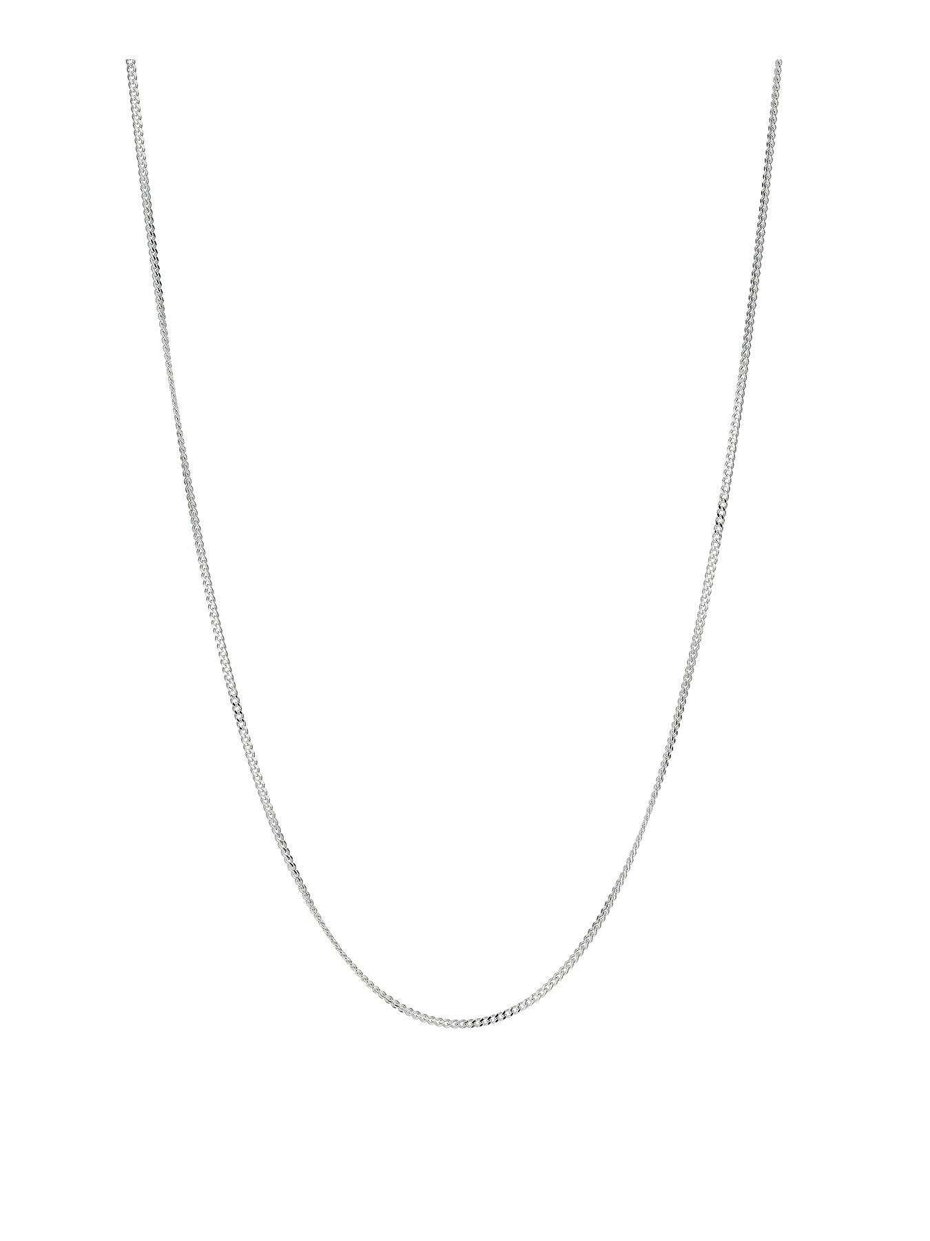 undefined Sterling Silver Necklace. 18 Inch Dainty Curb Chain