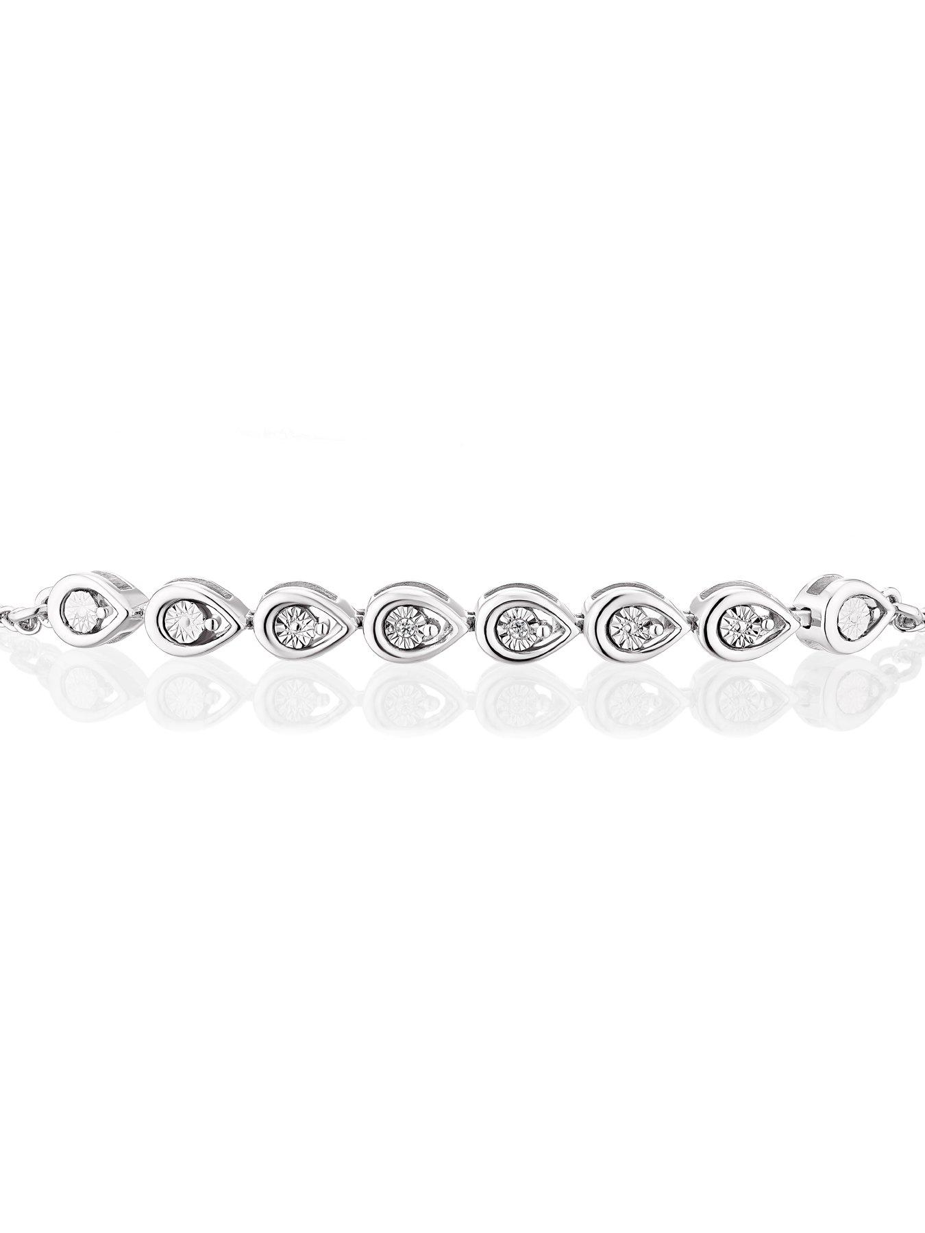 Image 2 of 4 of H. Samuel Sterling Silver Bracelet. Diamond Pear Bolo Bracelet