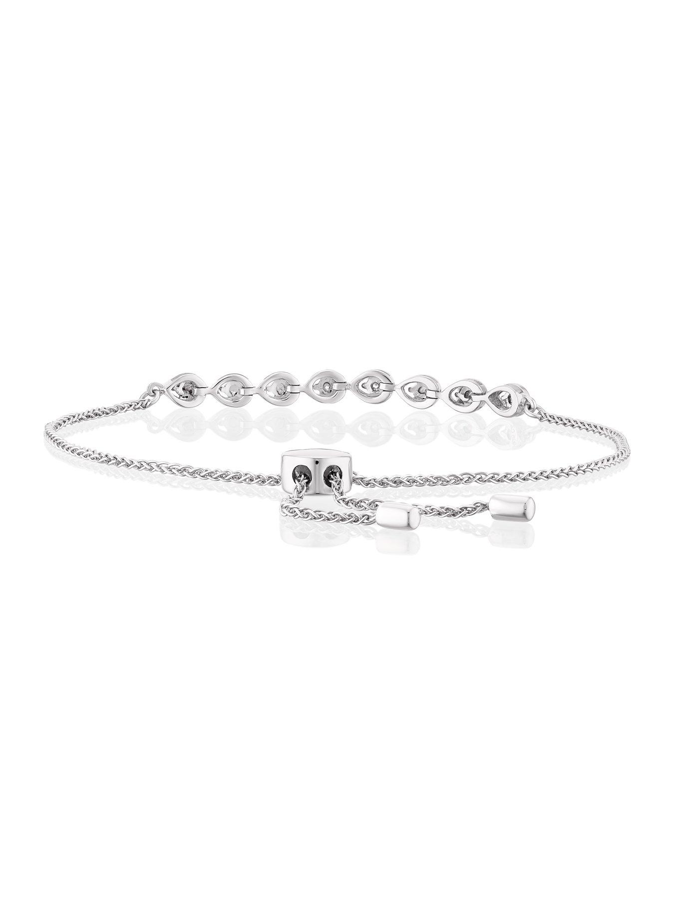 Image 3 of 4 of H. Samuel Sterling Silver Bracelet. Diamond Pear Bolo Bracelet