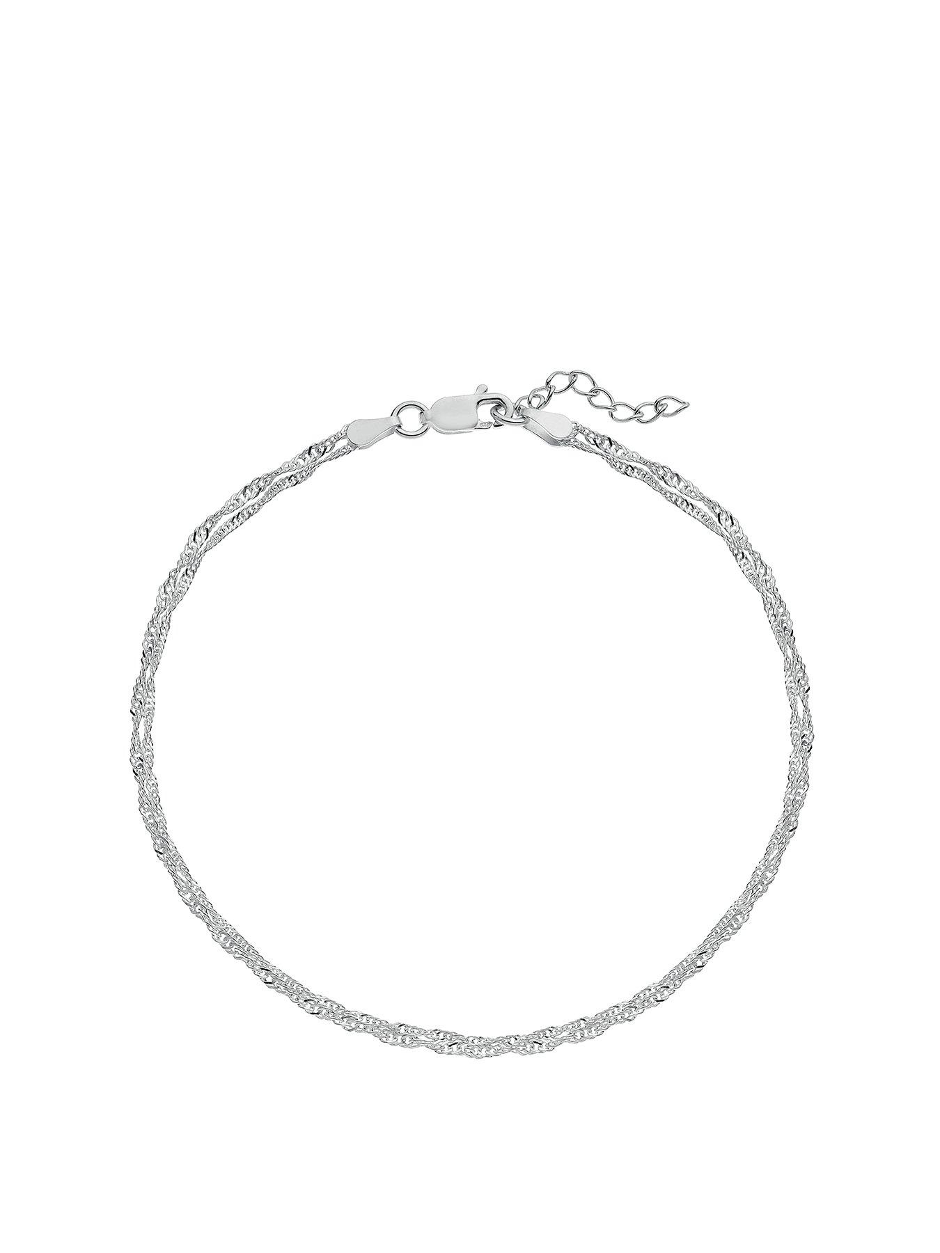 Beaverbrooks Silver Cubic Zirconia Double Circle Bracelet littlewoods