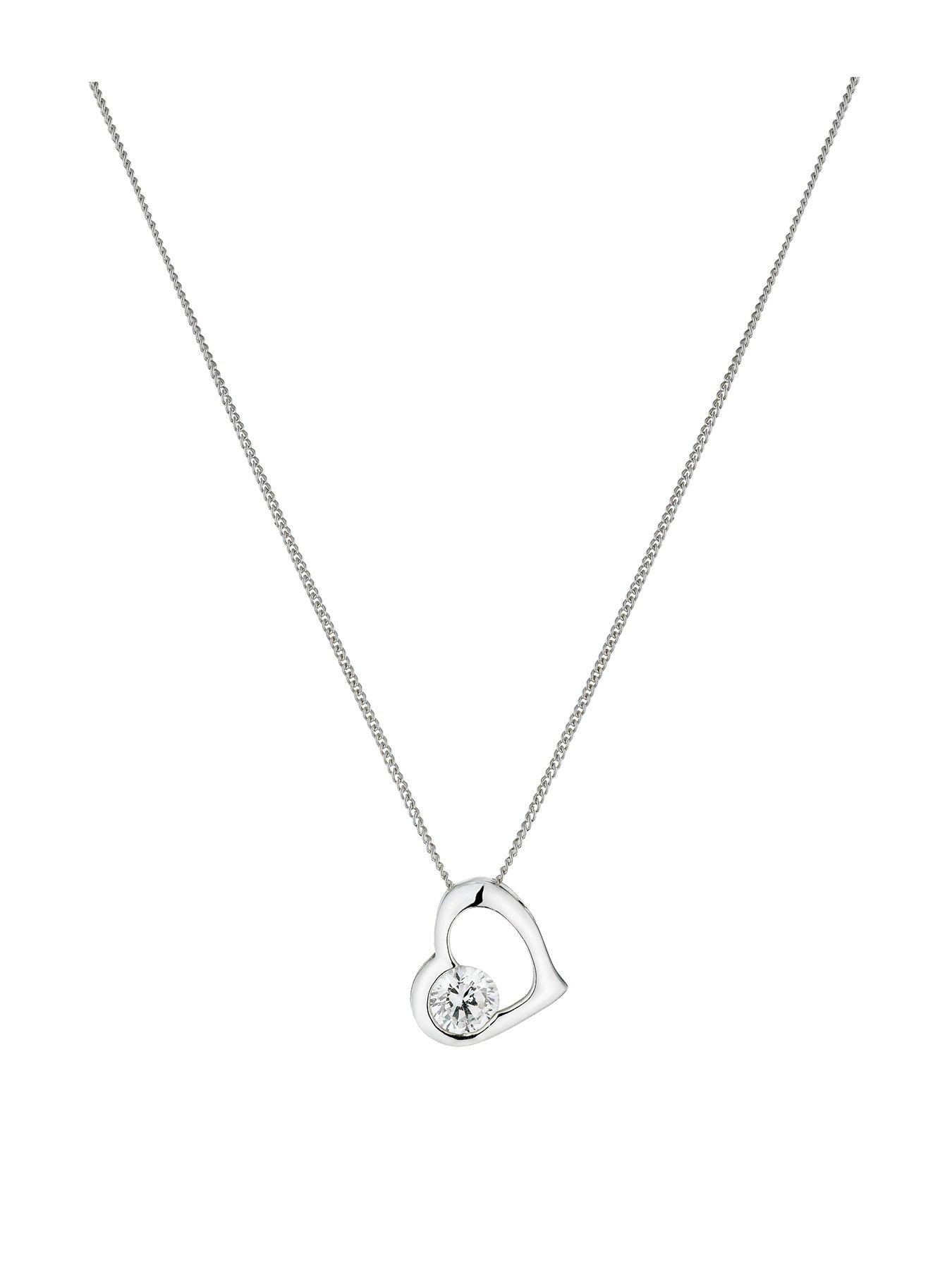  image of h-samuel-sterling-silver-necklace-cubic-zirconia-open-heart-pendant