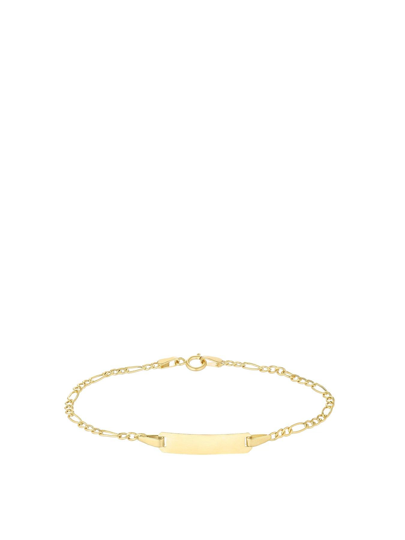 undefined 9ct Yellow Gold Bracelet. 6 Inch Figaro Chain ID Bracelet