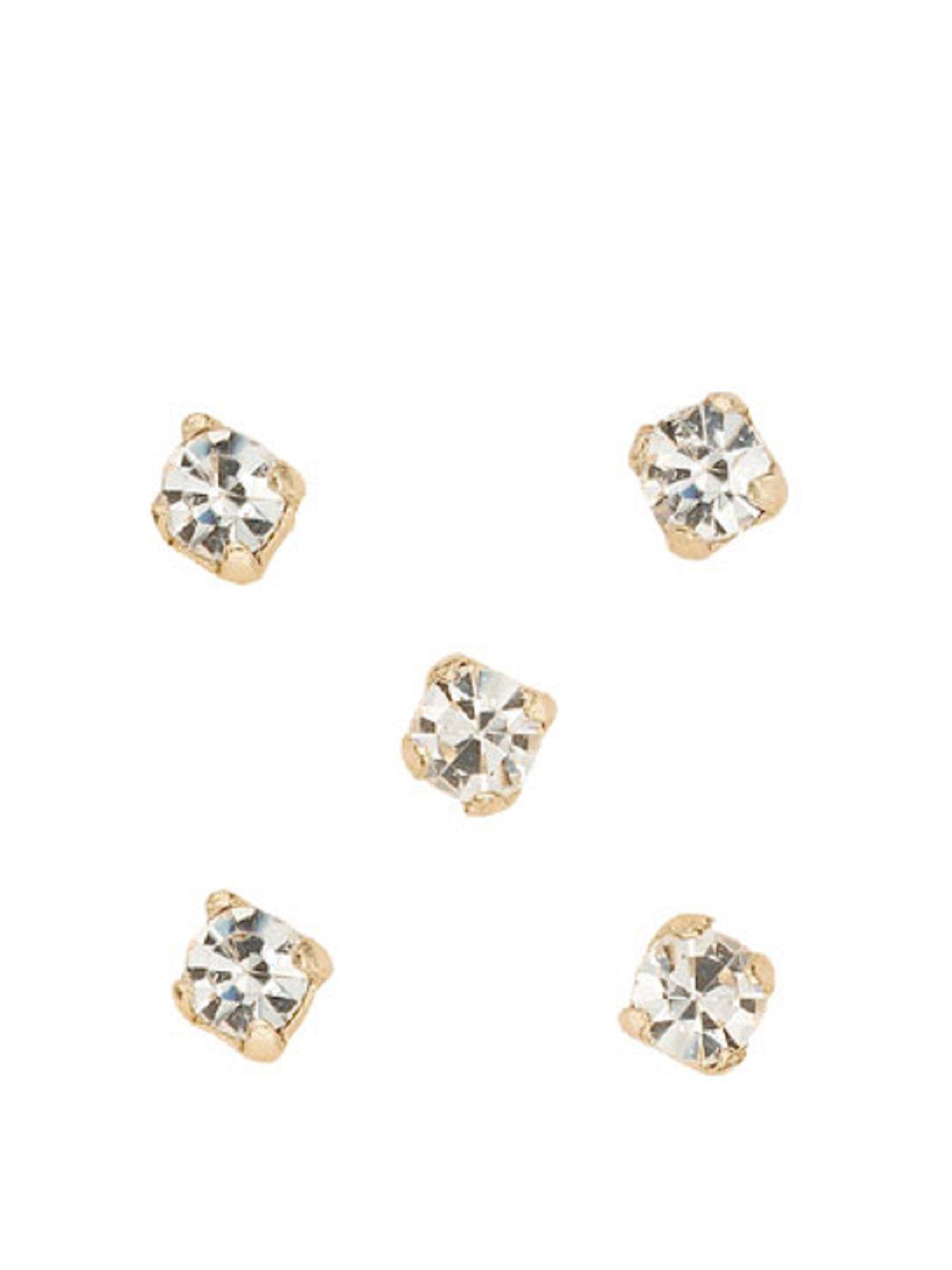 undefined 9ct Yellow Gold Crystal Nose Stud Set of 5