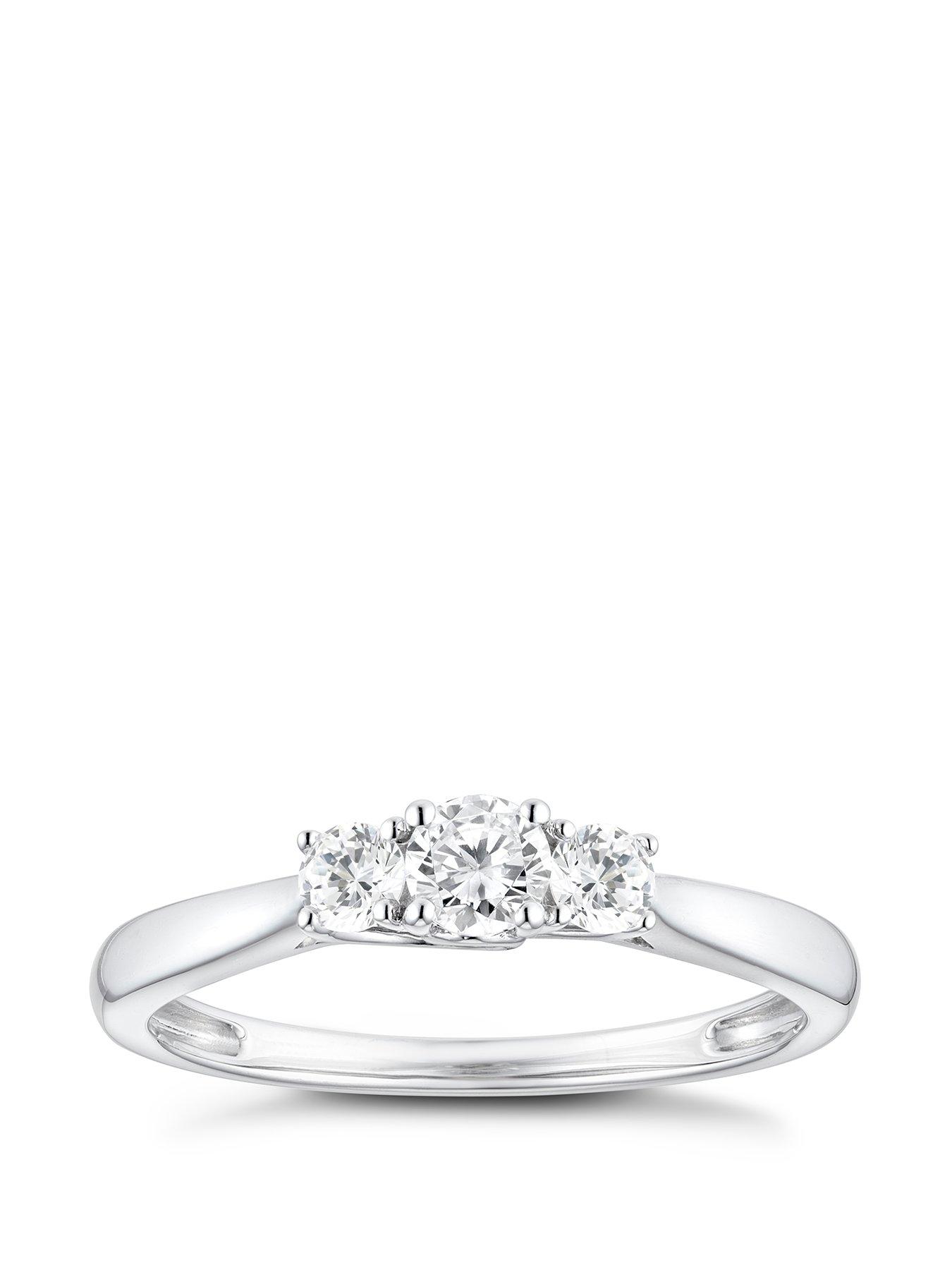 undefined 9ct White Gold Engagement Ring. 0.33ct Diamond Three Stone Ring