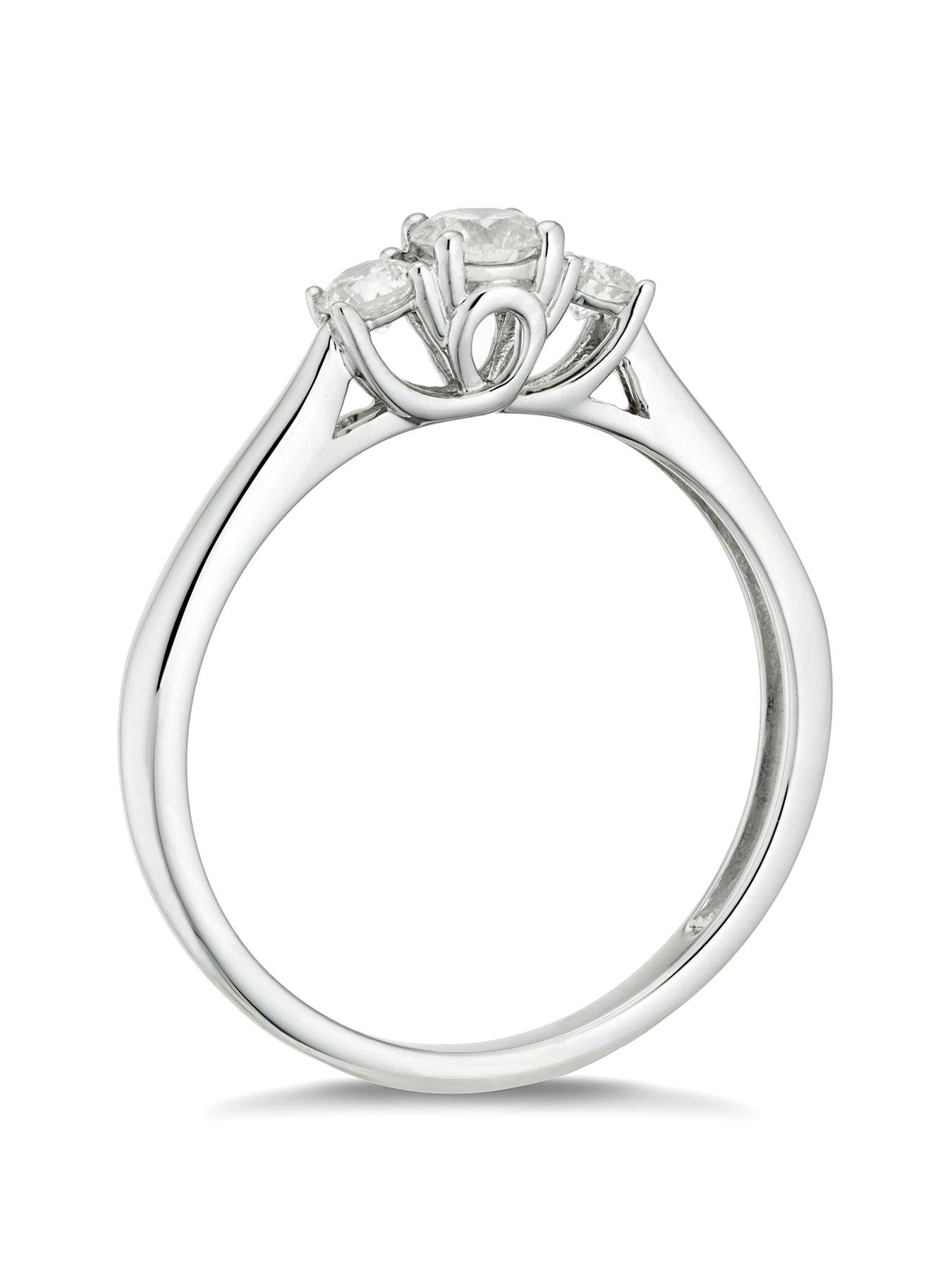 Image 2 of 3 of H. Samuel 9ct White Gold Engagement Ring. 0.33ct Diamond Three Stone Ring
