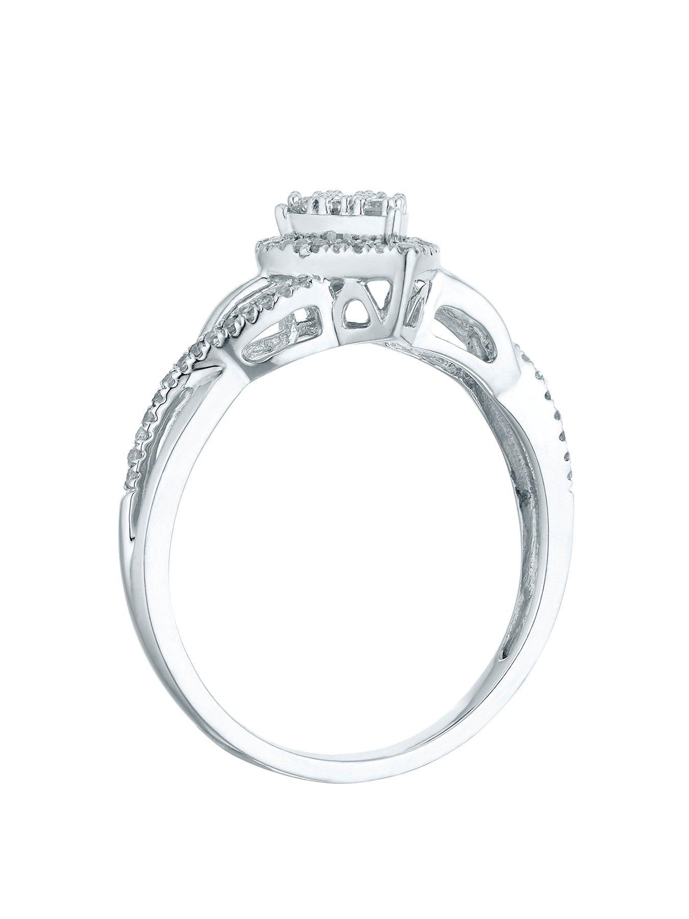  image of h-samuel-9ct-white-gold-engagement-ring-020ct-diamond-pear-shaped-cluster-ring