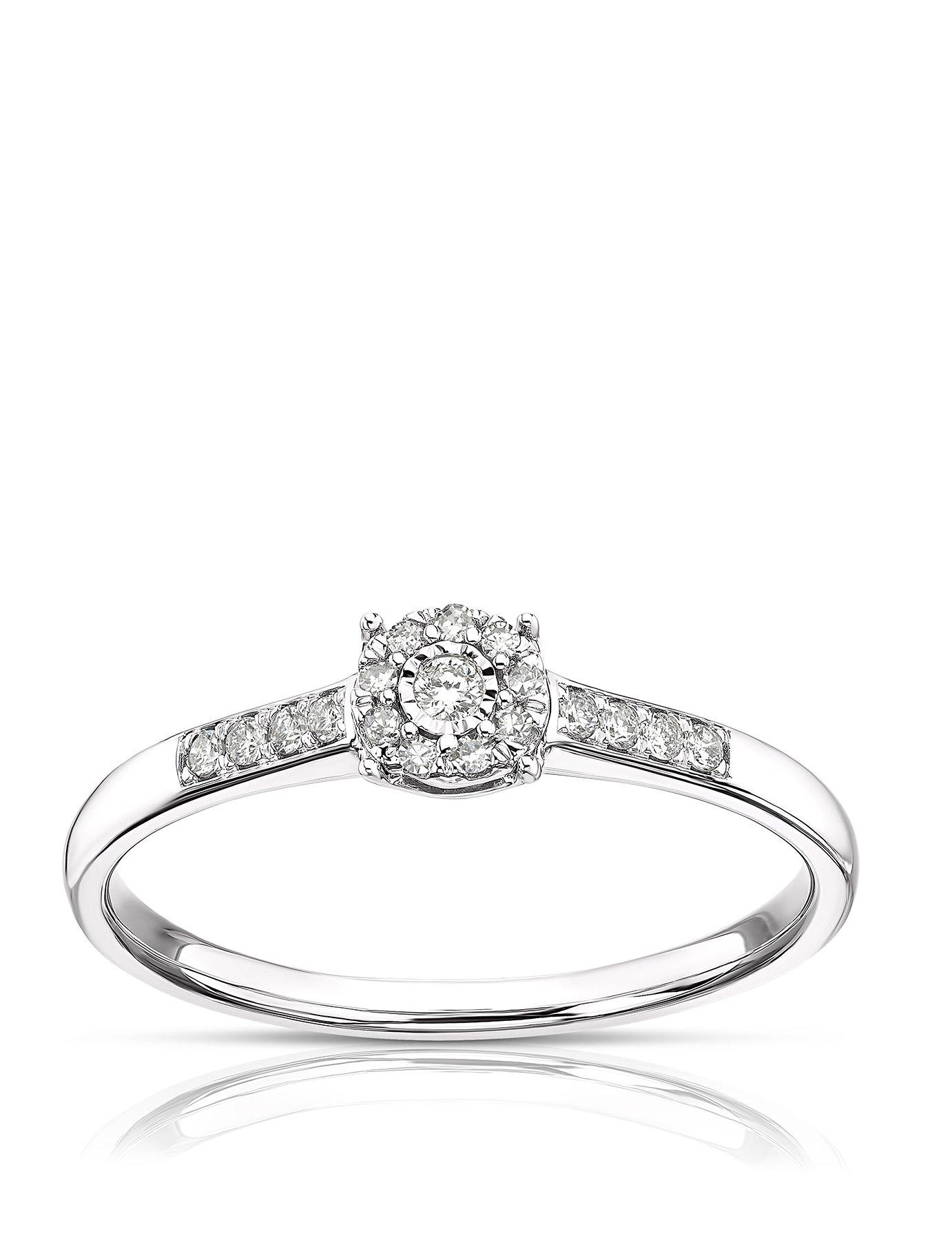 H. Samuel 9ct White Gold Engagement Ring. 0.10ct Diamond Solitaire Ring