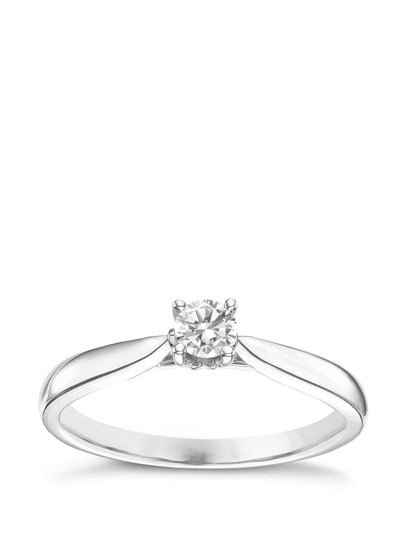 undefined 9ct White Gold Engagement Ring. 0.20ct Diamond Solitaire Ring