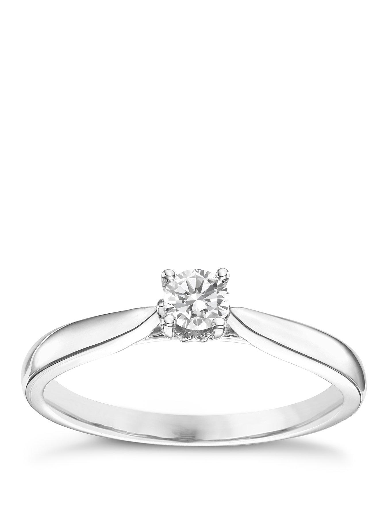 H. Samuel 9ct White Gold Engagement Ring. 0.20ct Diamond Solitaire Ring