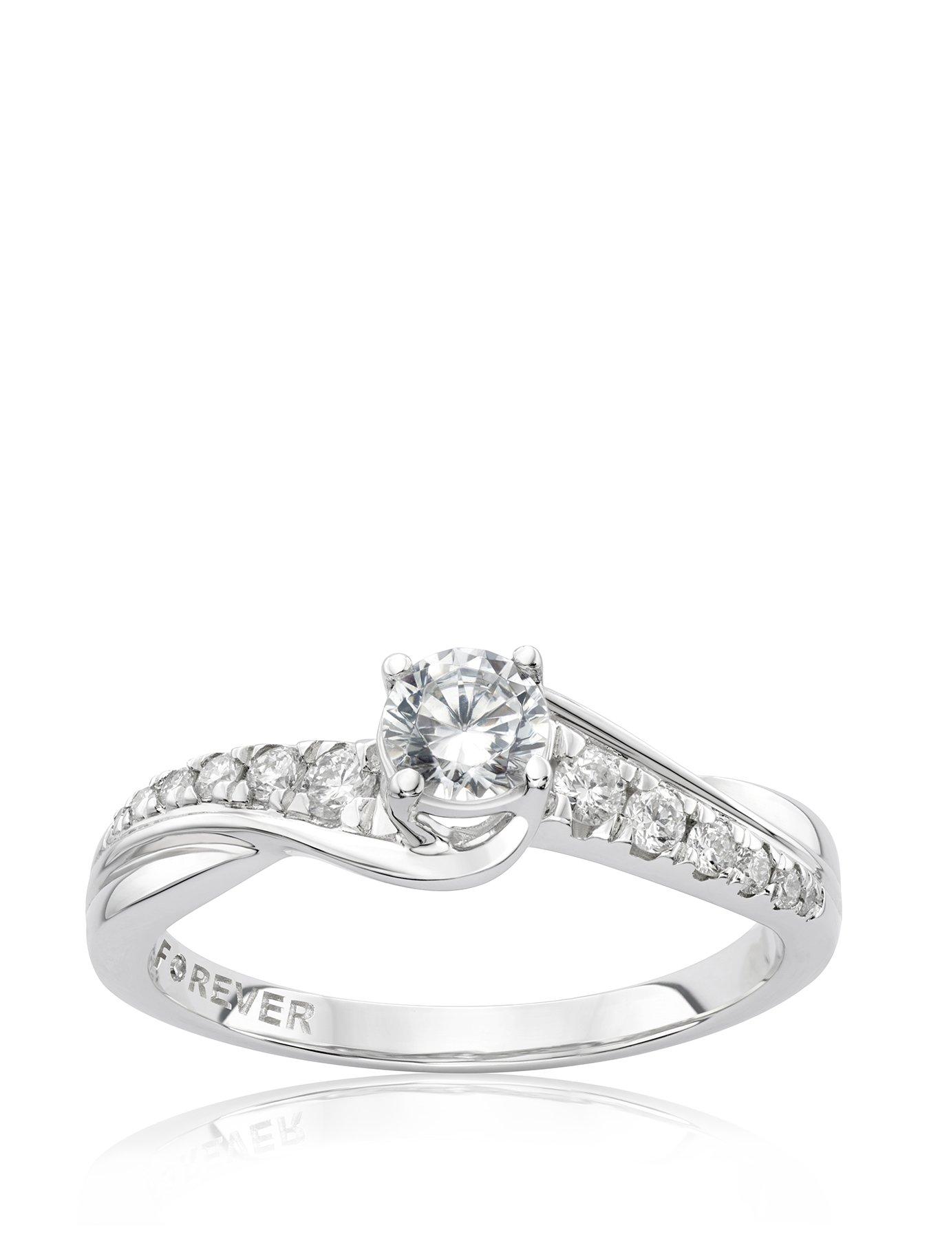  image of h-samuel-the-forever-diamond-platinum-twist-solitaire-050ct-engagement-ring